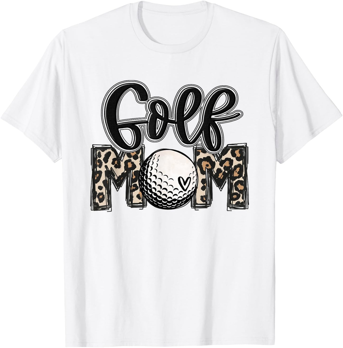 Golf Mom Leopard Mama Golfing Lover Golf Player Mother's Day T-Shirt - T-Shirt | White