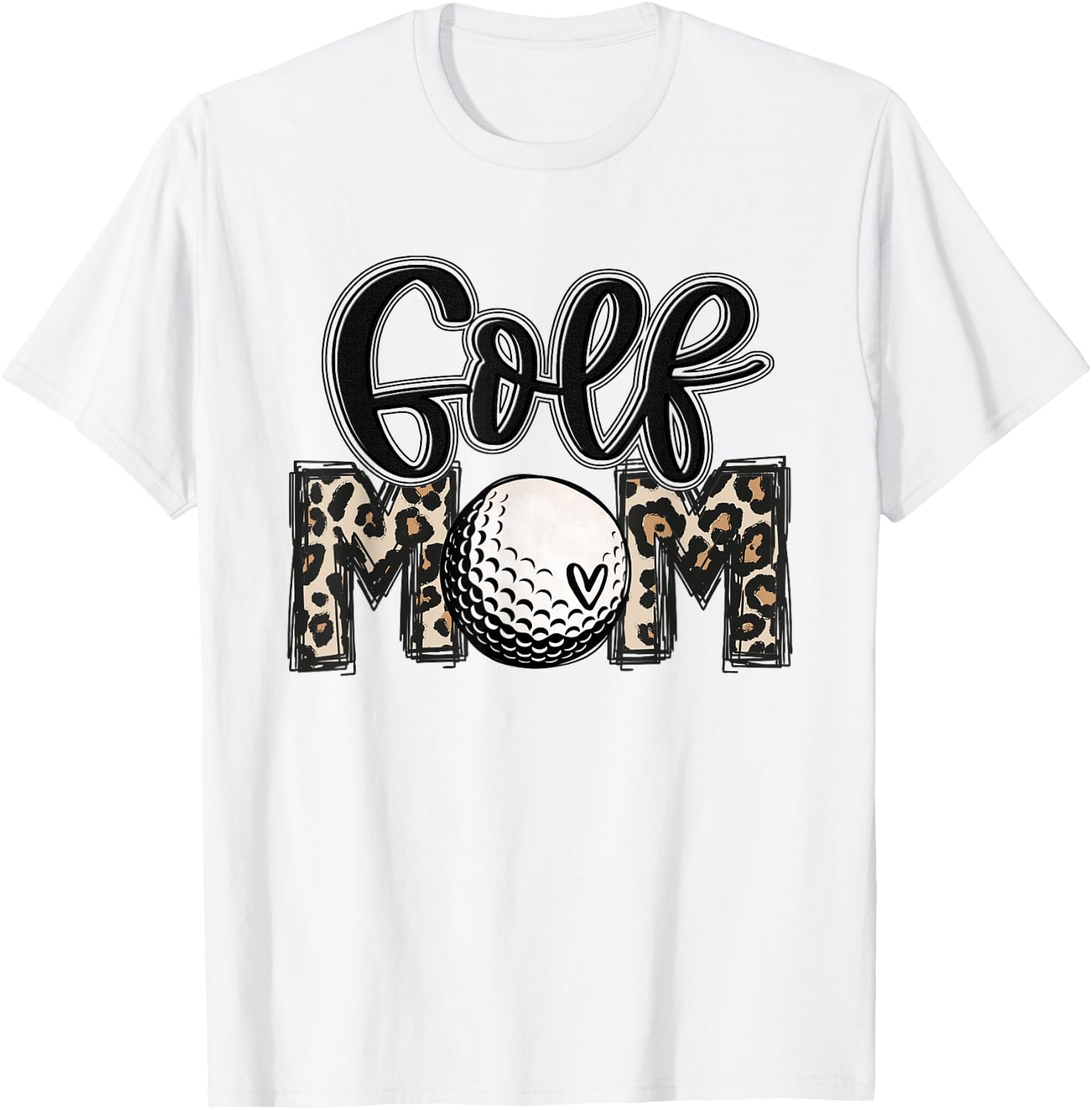 Golf Mom Leopard Mama Golfing Lover Golf Player Mother's Day T-Shirt - T-Shirt | White