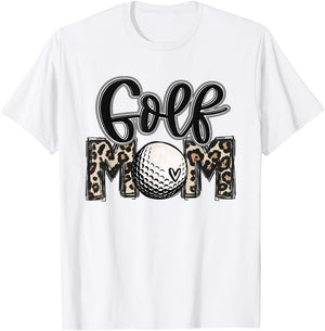 Golf Mom Leopard Mama Golfing Lover Golf Player Mother's Day T-Shirt - T-Shirt | White