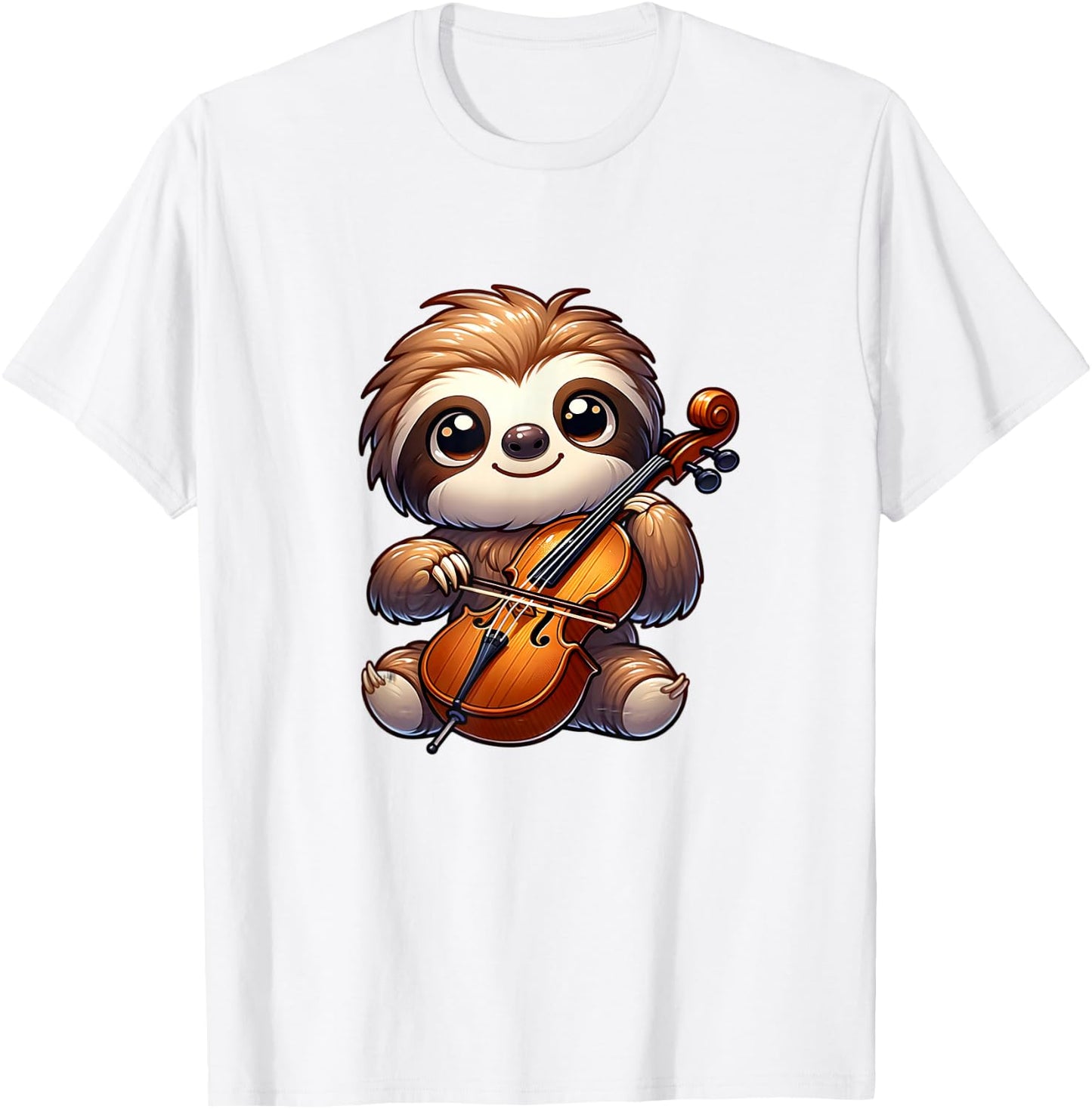 Cute Sloth Playing Cello Kids Boys Girls Kawaii Sloth Lover T-Shirt - T-Shirt | White