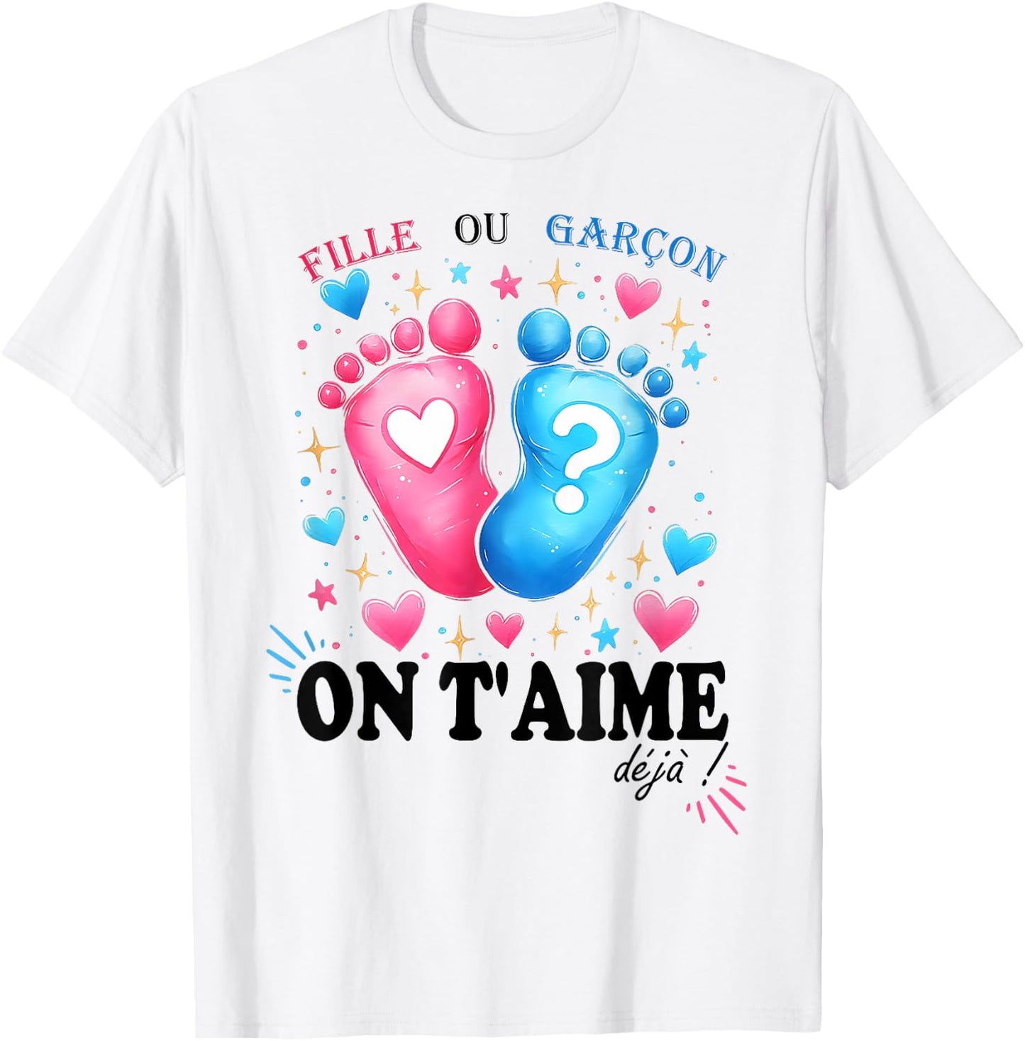 Gender Reveal Girl Or Boy On T'aime Déjà Boys , grey, S T-Shirt - T-Shirt | White