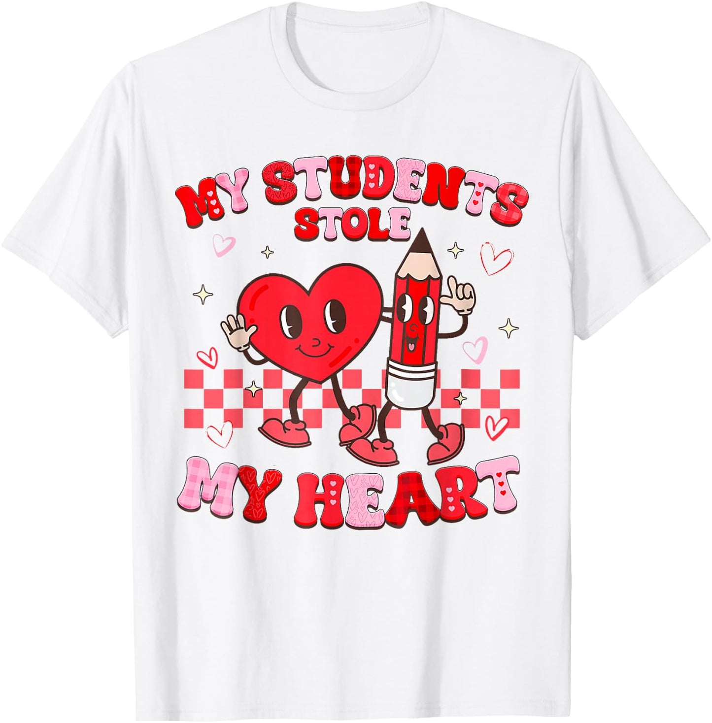 Groovy My Students Stole My Heart Valentines Day Teachers T-Shirt - T-Shirt | White