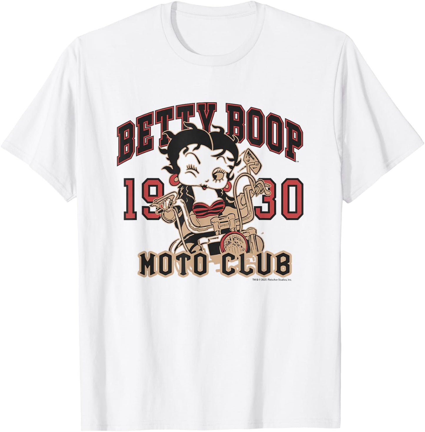 Betty Boop Moto Club Vintage Ride 1930 Biker T-Shirt - T-Shirt | White