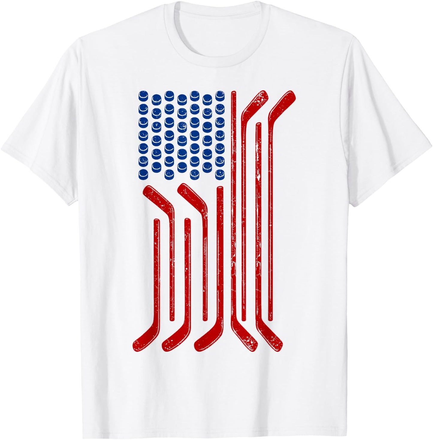 Vintage USA Flag American Ice Hockey Patriotic Sports T-Shirt - T-Shirt | White