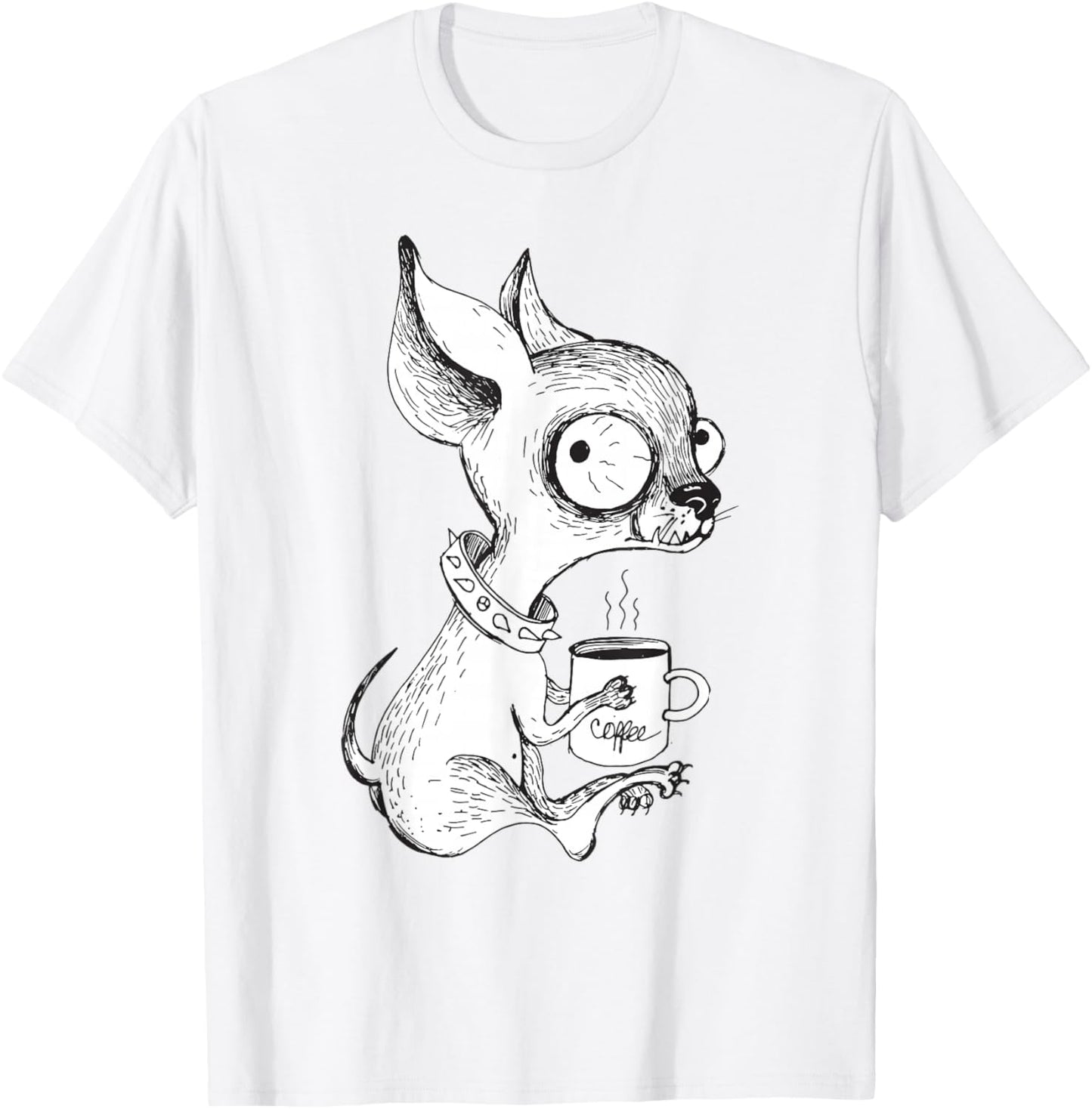 Cute Unique Chihuahua & Coffee Art | Dog Lover Gift T-Shirt - T-Shirt | White