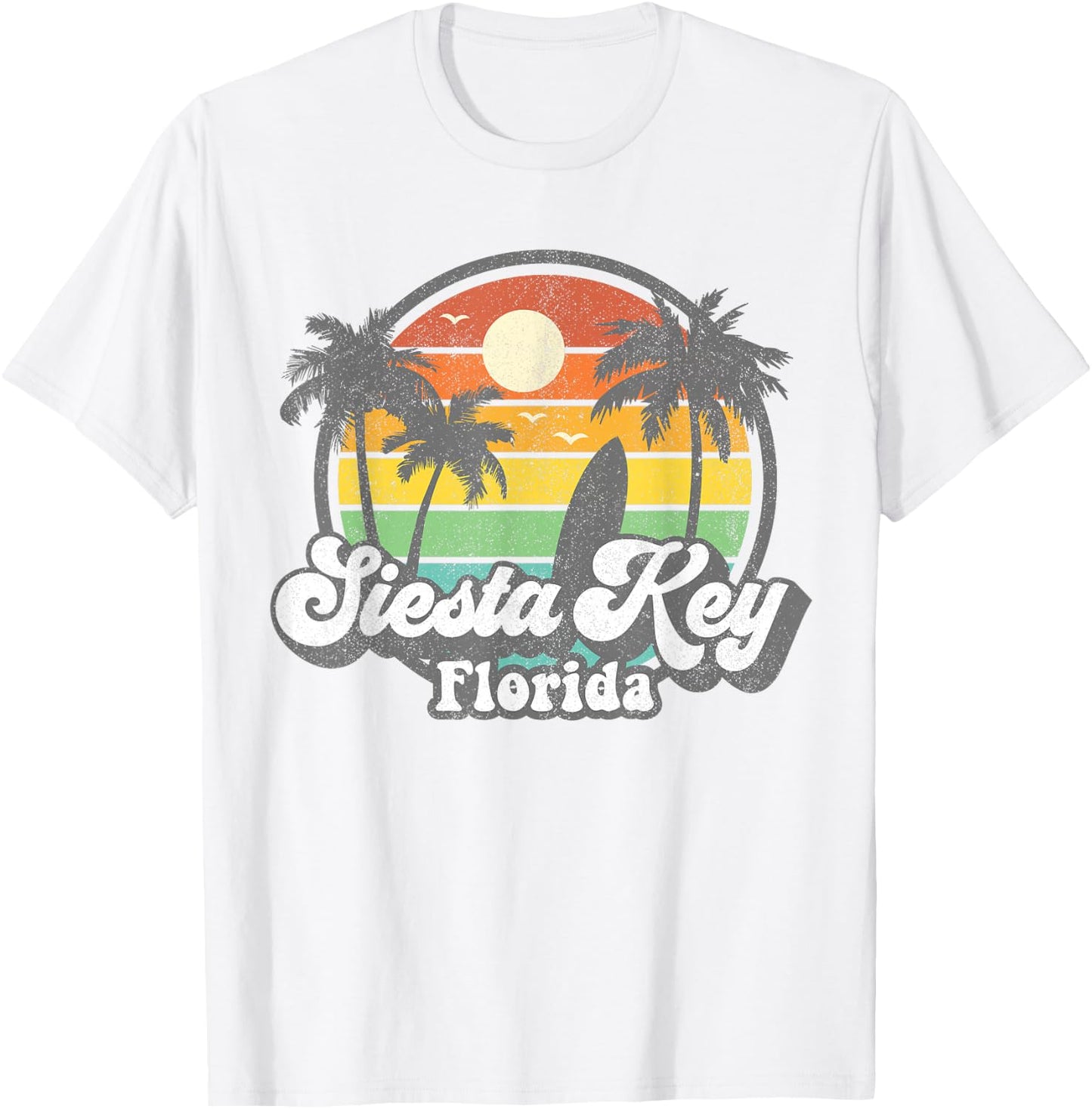 Vintage Siesta Key Beach Florida Surfing Retro 70s Surf Gift Women Girls Kids T-Shirt - T-Shirt | White