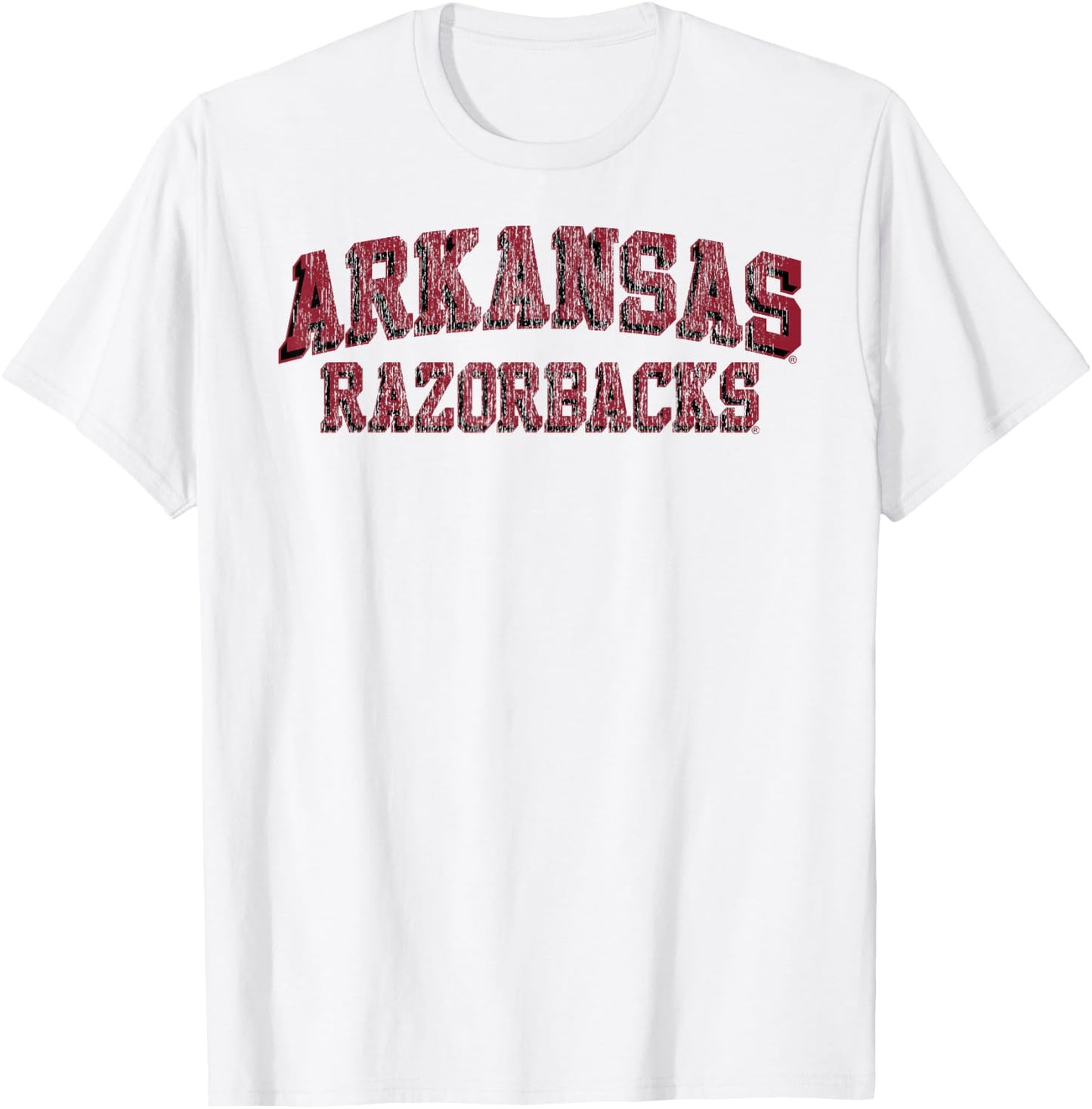 Elite Authentics Arkansas Razorbacks Retro Arch Officially Licensed , Small, Grey T-Shirt - T-Shirt | White