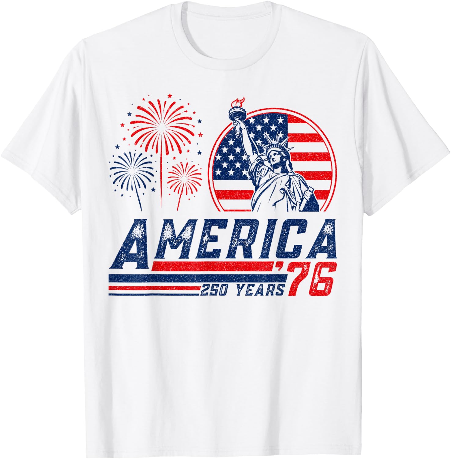 America Retro 250th Anniversary USA 1776 2026 4th of July T-Shirt - T-Shirt | White