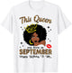 This Queen was Born in September Birthday Leopard Afro Women T-Shirt - T-Shirt | White