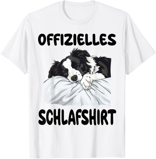 Funny Border Collie Dog Official Sleep Shirt , White T-Shirt - T-Shirt | White