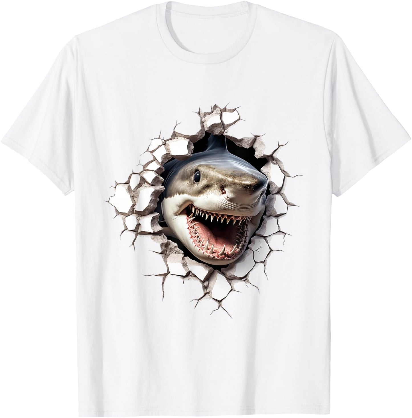 Animal Print Shark Drawing Illustration Drawing , white, S T-Shirt - T-Shirt | White