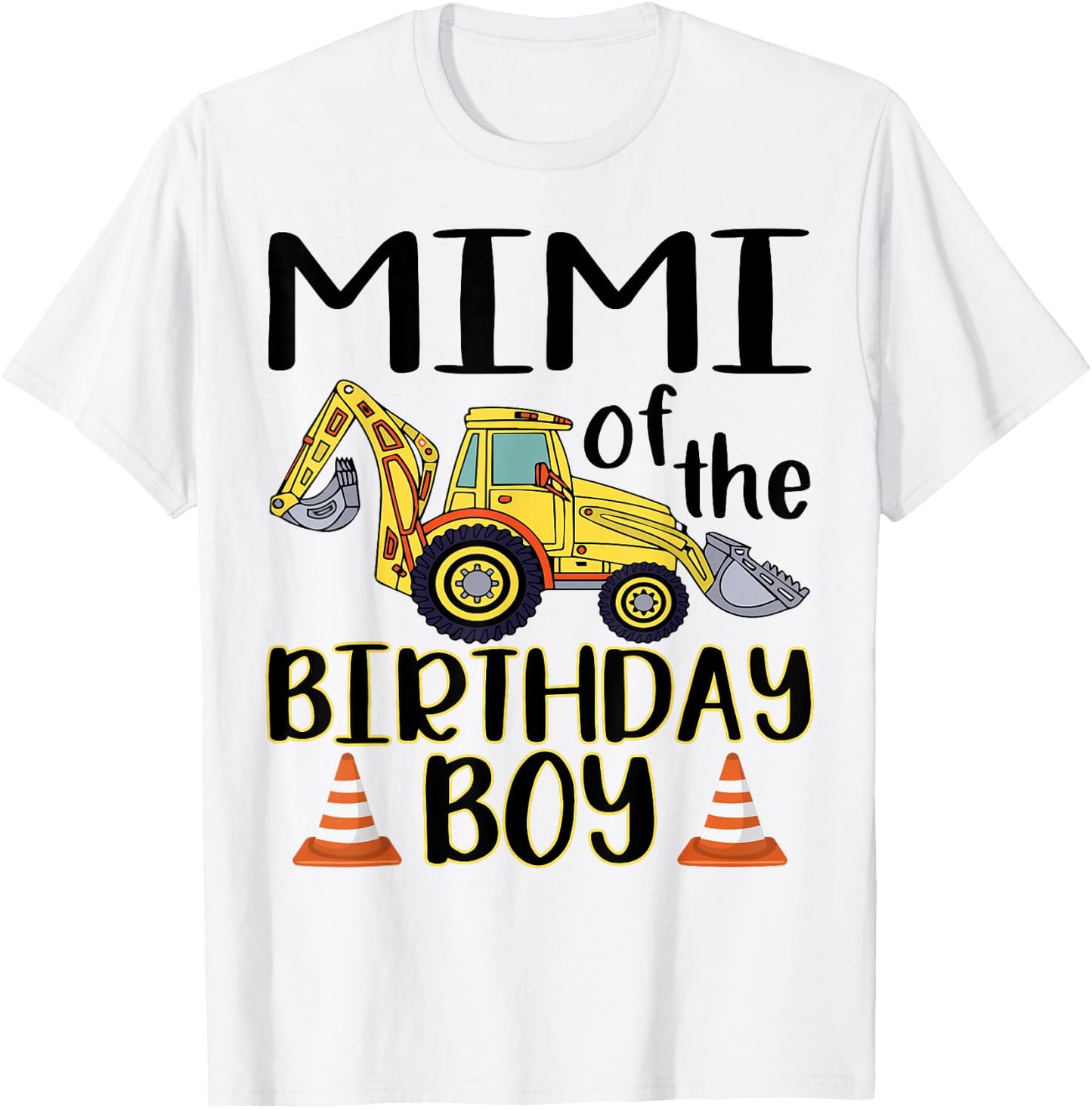 Mimi of The Birthday for Boy Excavator Construction Truck T-Shirt - T-Shirt | White