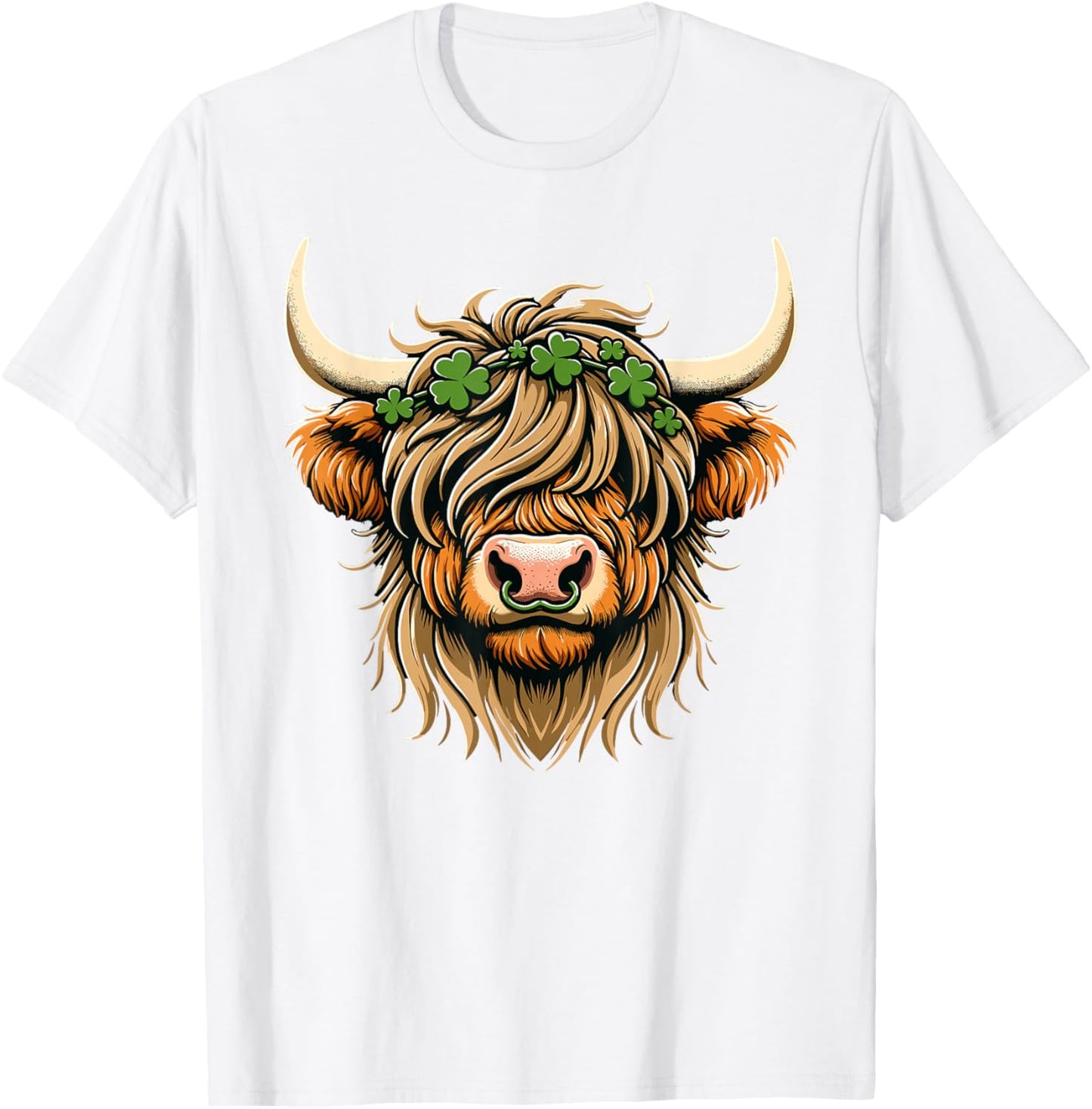 St. Patricks Day Highland Cow Saint Paddys Men's Women's Children's , Green T-Shirt - T-Shirt | White