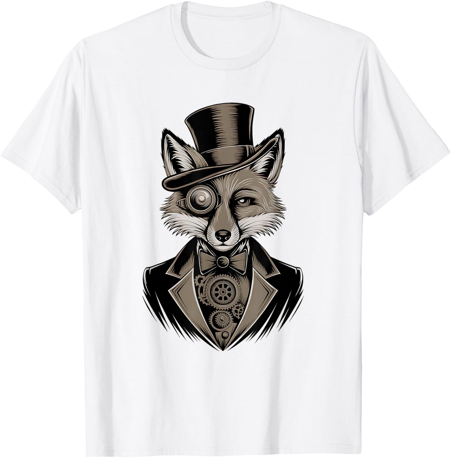 Elegant Fox with Cylinder and Monocle Classic T-Shirt - T-Shirt | White