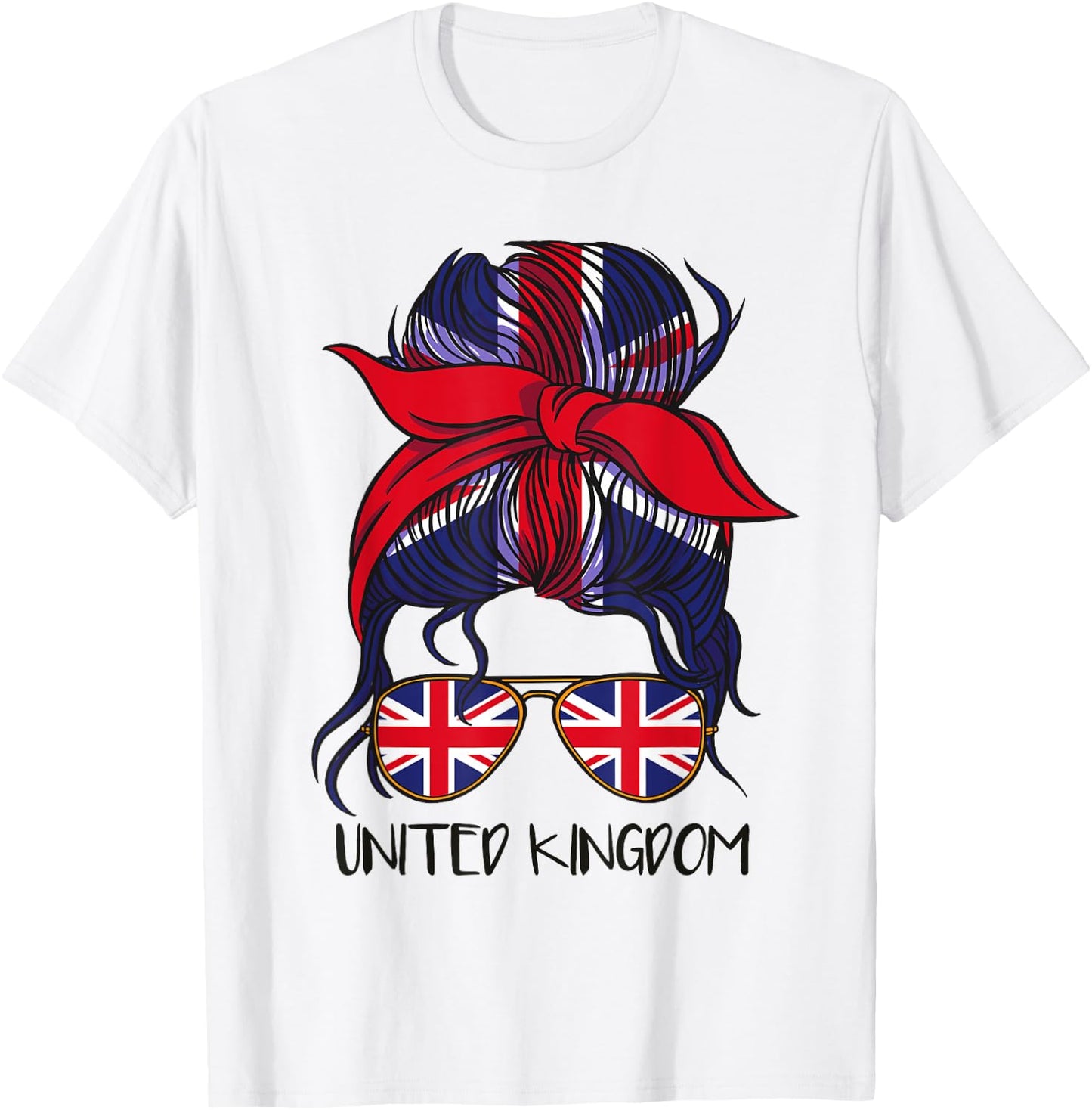 Union Jack Flag Girls Glasses Great Britain , White T-Shirt - T-Shirt | White