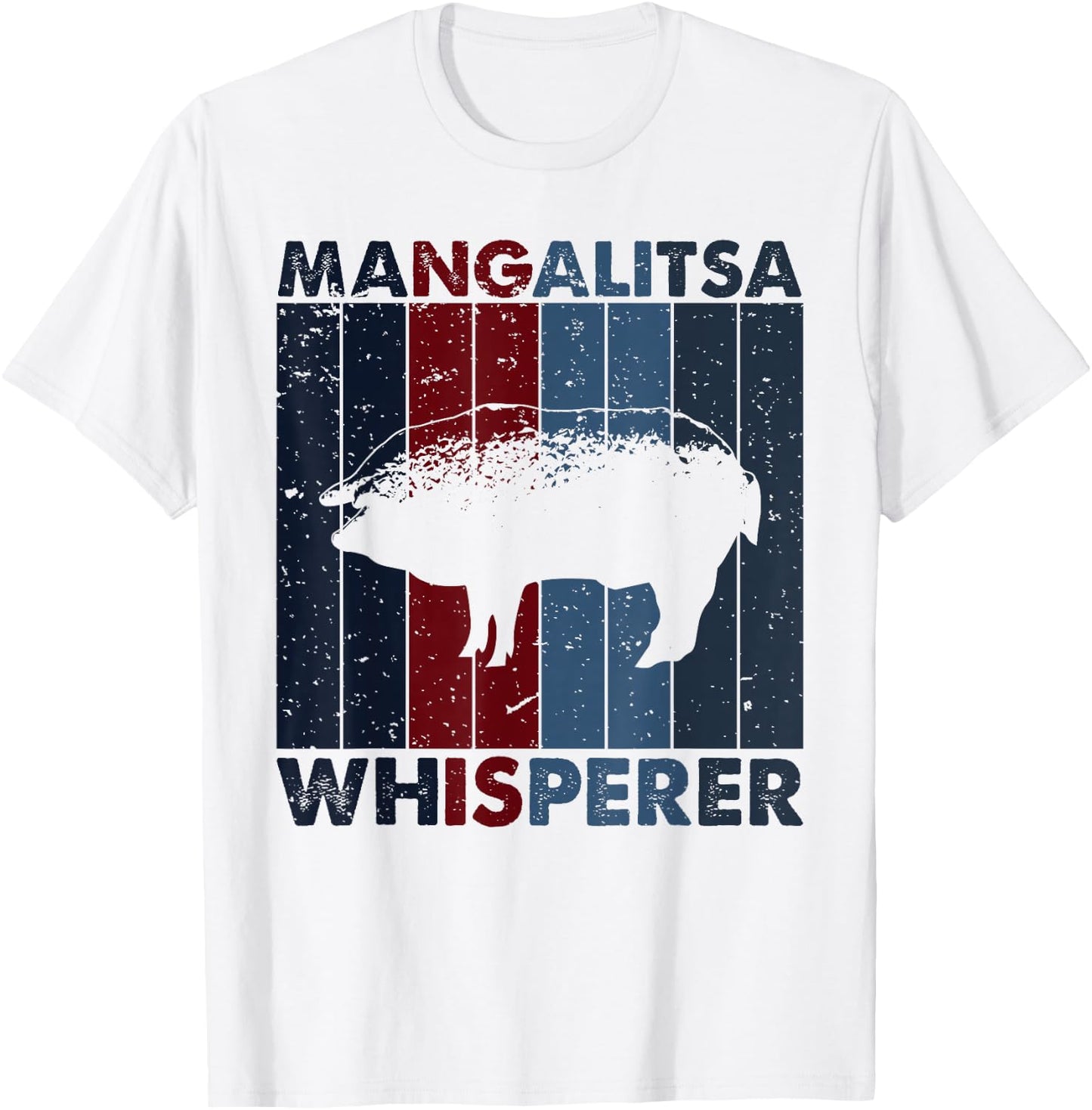 Pig Dad Mom Whisperer - Farmer Breeder Vintage Mangalitsa T-Shirt - T-Shirt | White