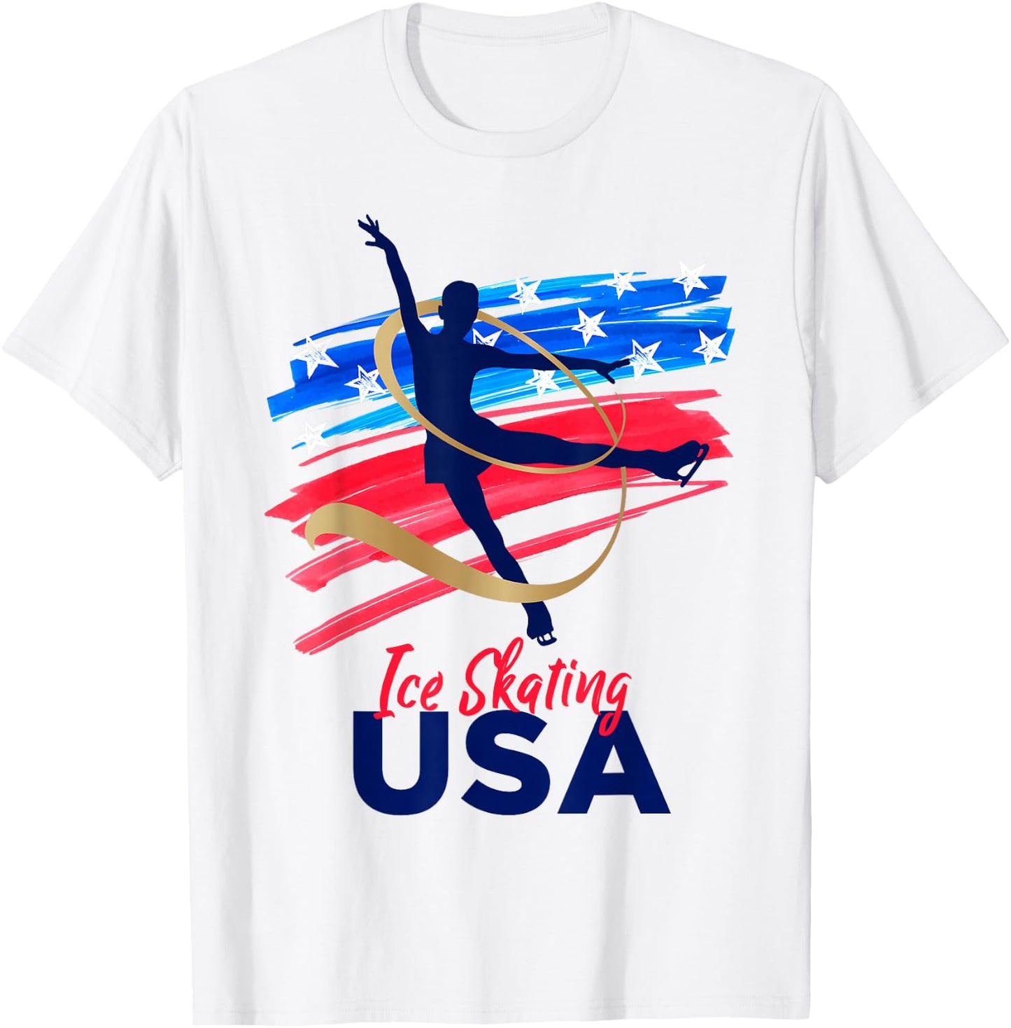 Ice Skating Dance Support The Team USA Flag T-Shirt - T-Shirt | White