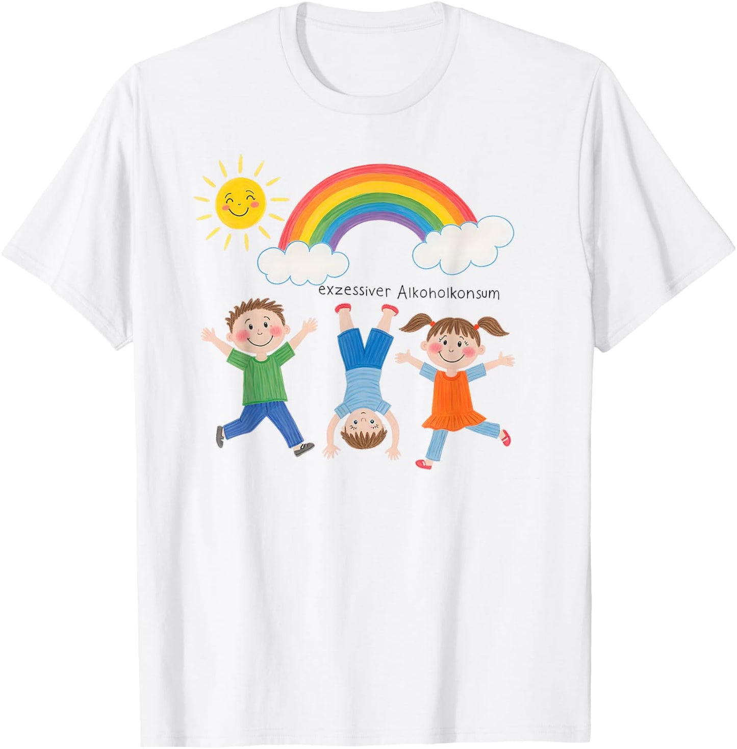 Excessive Alcohol Consumption X Funny Children's Drawing T-Shirt - T-Shirt | White