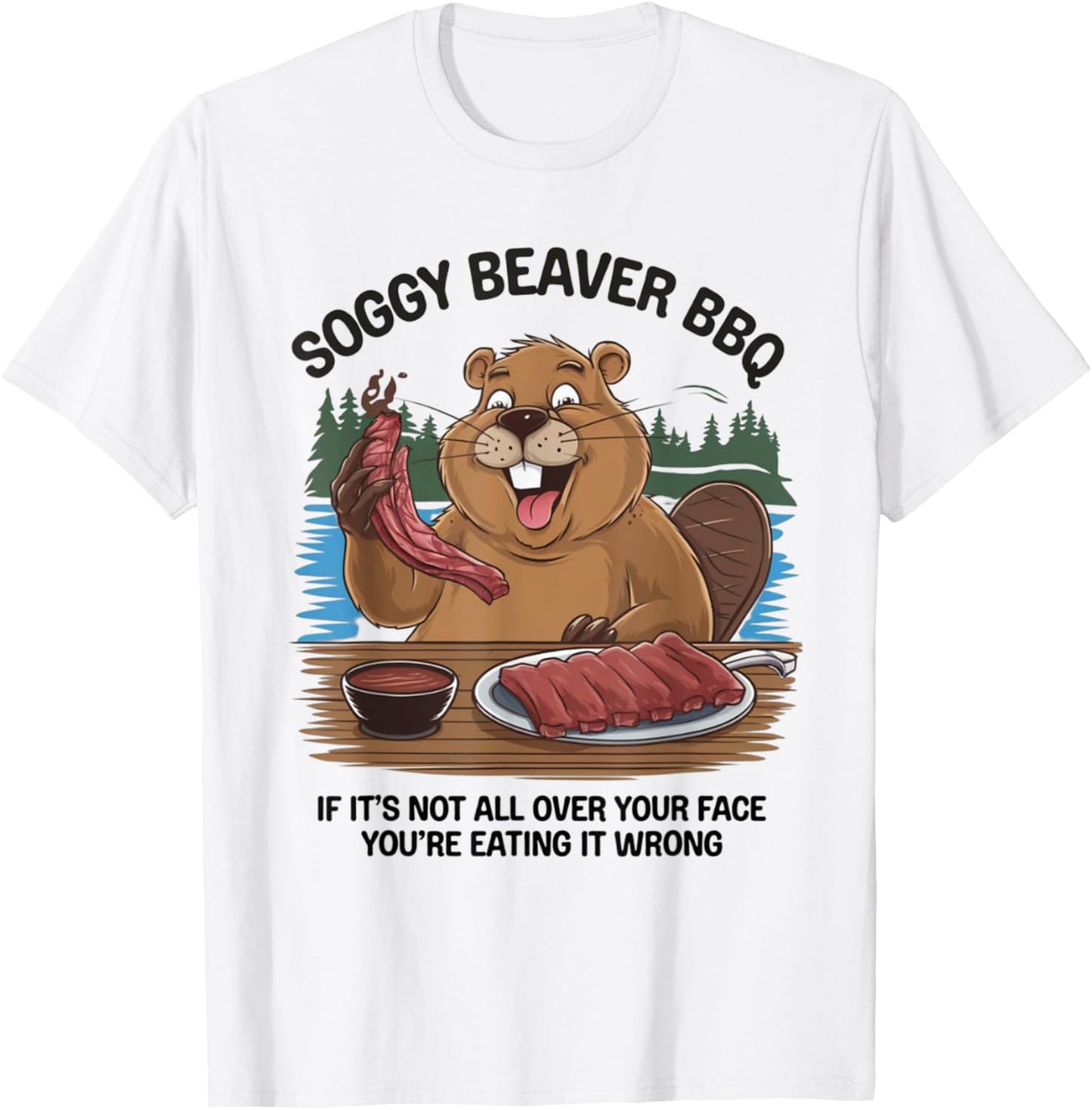 Soggy Beaver Bbq T-Shirt - T-Shirt | White