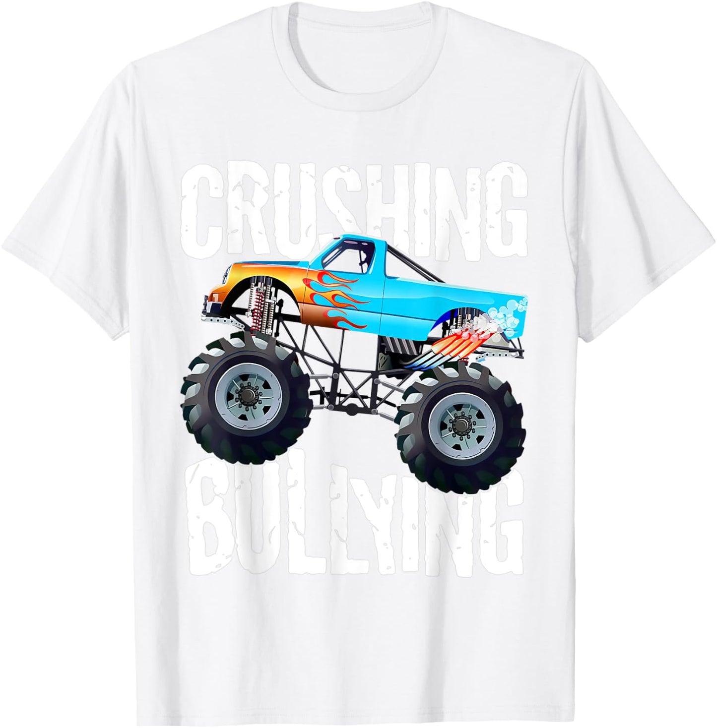 Crushing Bullying Car Monster Truck Unity Day Orange T-Shirt - T-Shirt | White