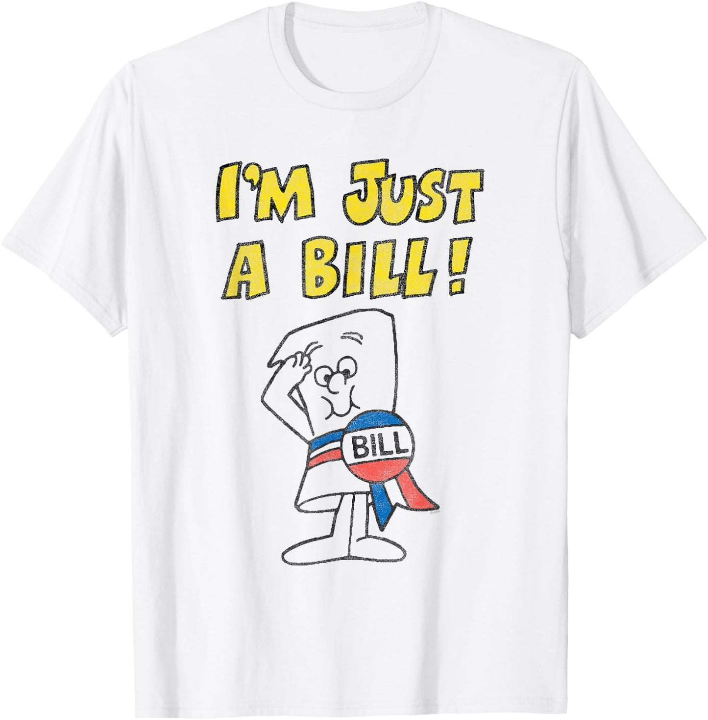 Schoolhouse Rock I'm Just a Bill Yellow Text Vintage Cartoon T-Shirt - T-Shirt | White