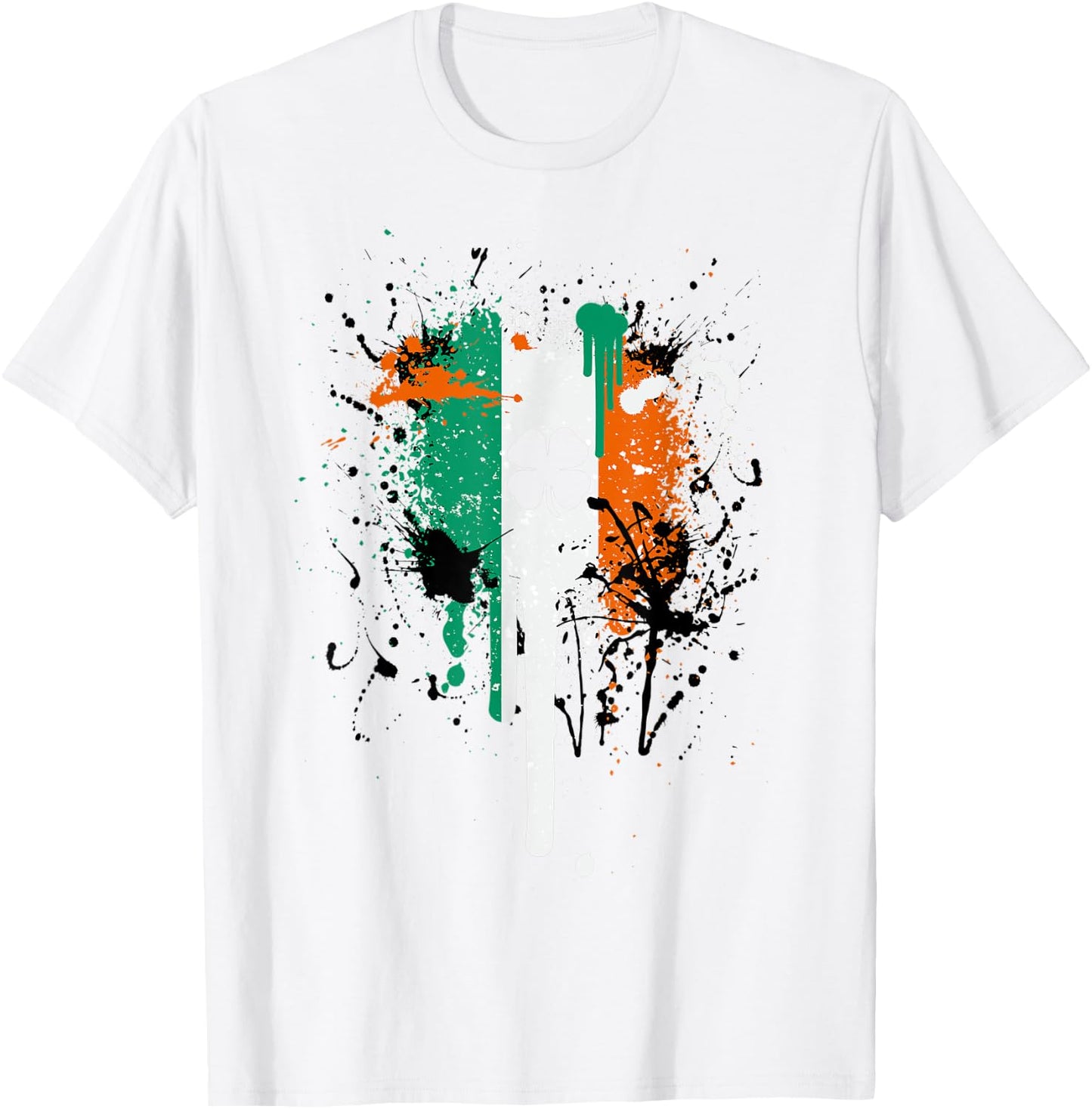 Paintsplash Irish Flag Shirt Ireland Flag Clover Eire , Green T-Shirt - T-Shirt | White