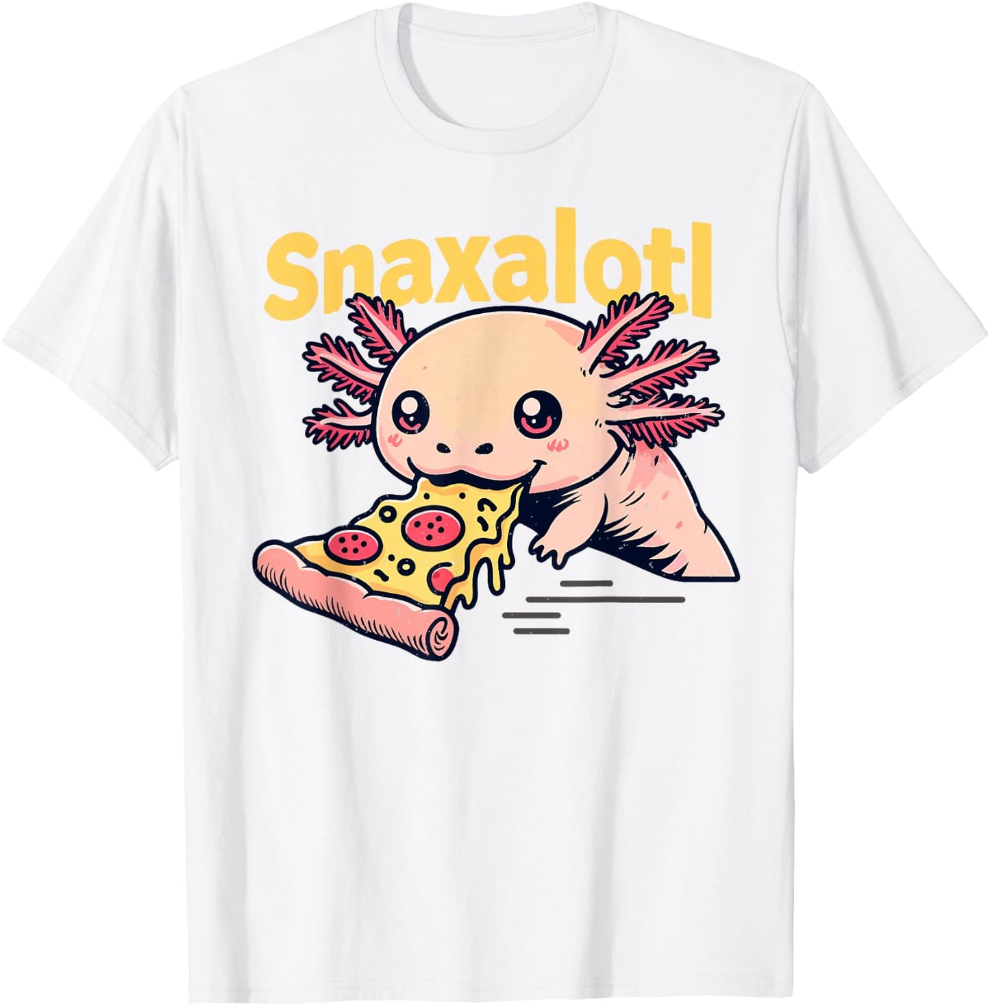Snaxalotl Funny Axolotl Eating Pizza Snacks Lovers Boys Girl T-Shirt - T-Shirt | White