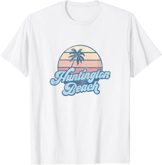 Huntington Beach California CA T Shirt Vintage 70s Surfer Women Girls Kids T-Shirt - T-Shirt | White