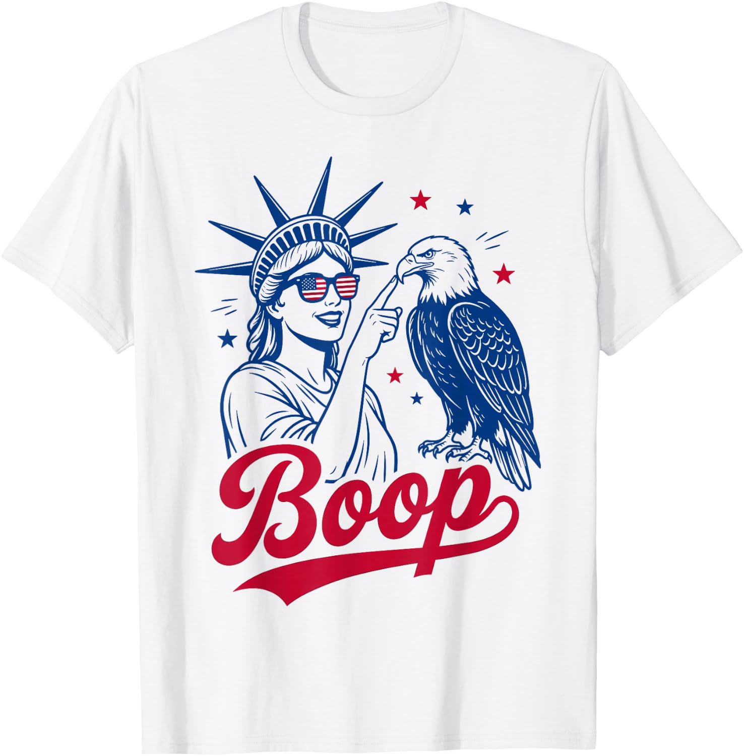 Boop Eagle Vintage USA Retro 4th July Statue of Liberty T-Shirt - T-Shirt | White