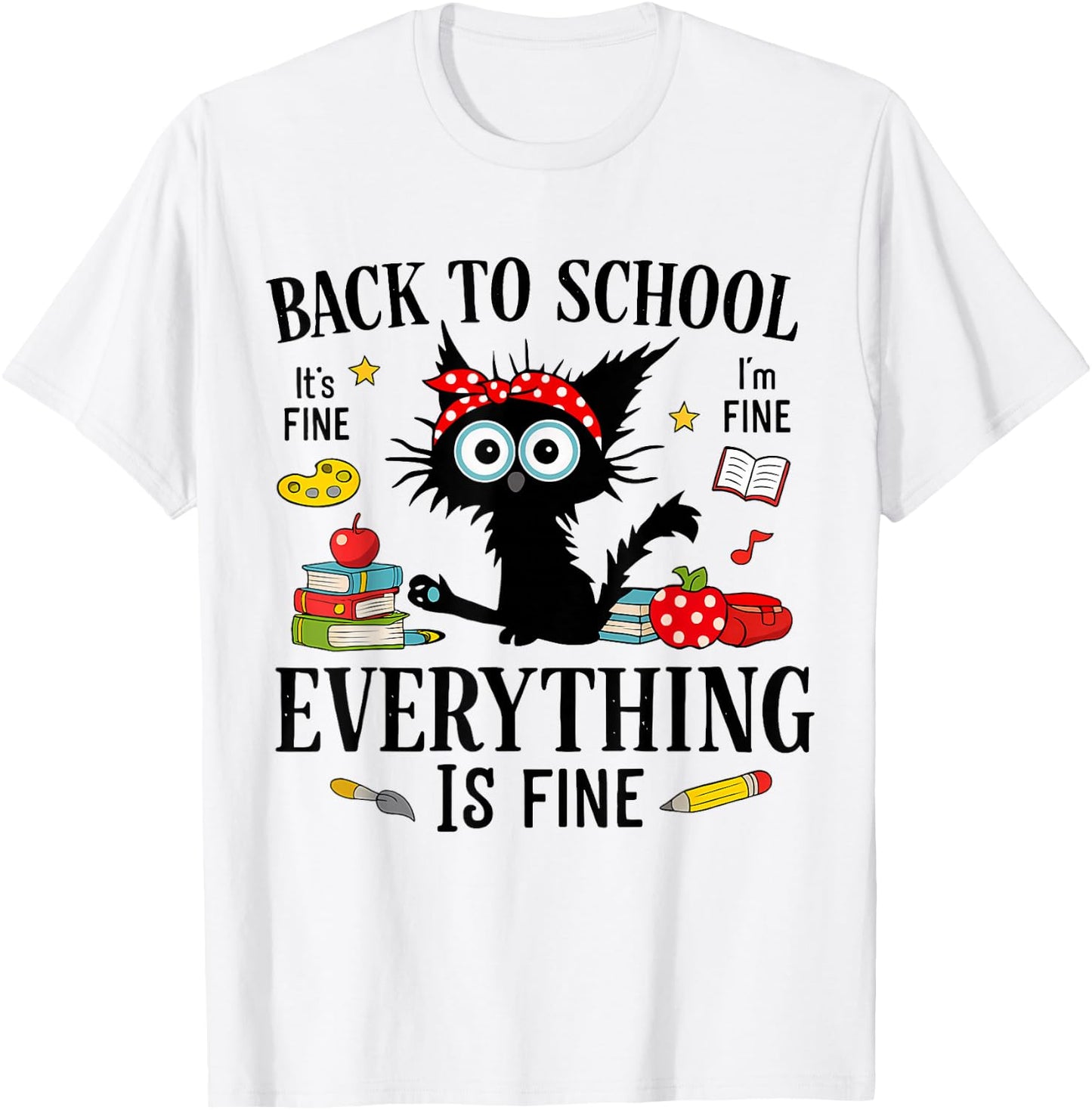 Back to School Frist Day of School Teacher & Kids Funny Cat T-Shirt - T-Shirt | White