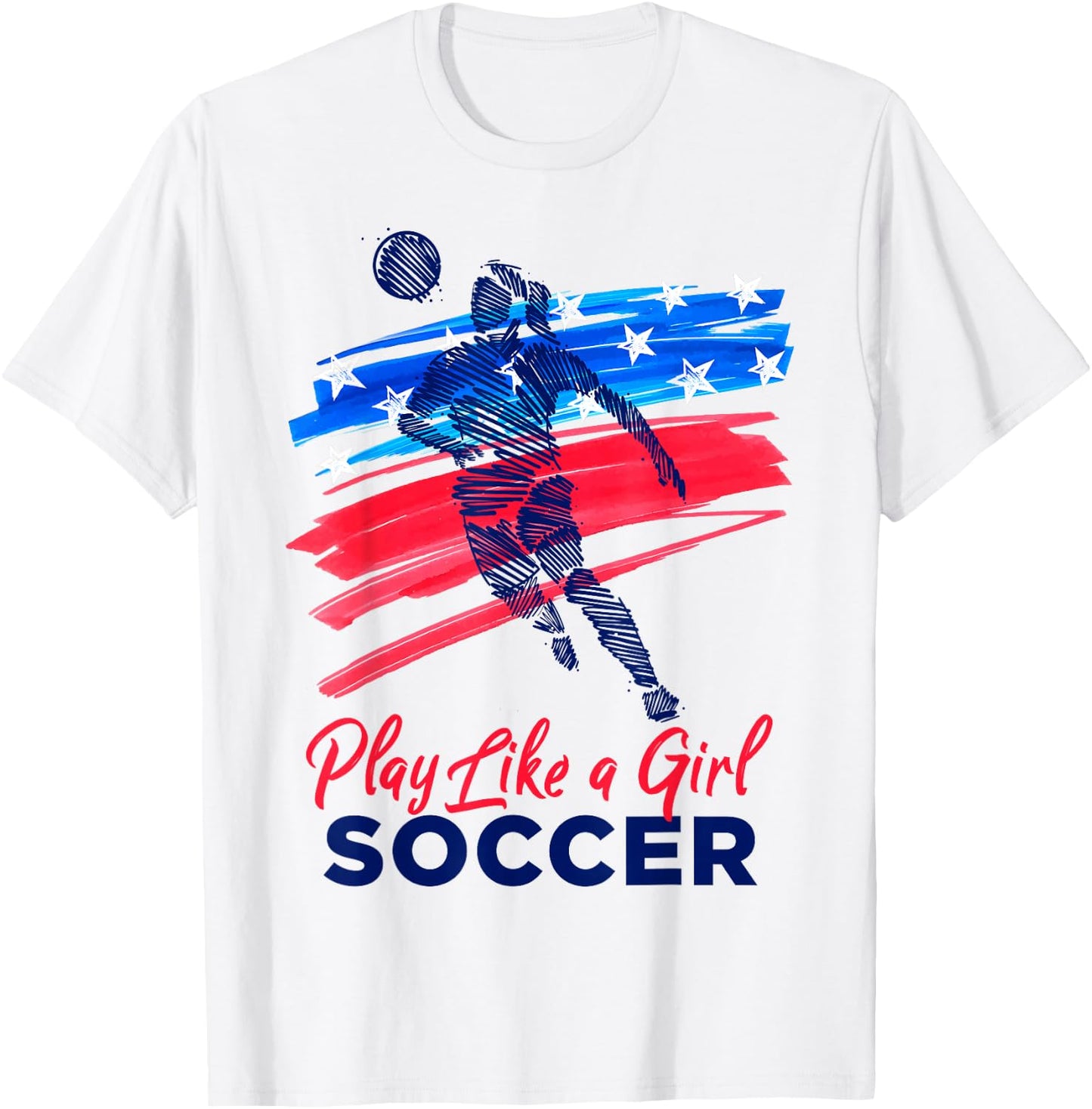 Play Like a Girl Soccer Sport Kids Girl Teen Football T-Shirt - T-Shirt | White