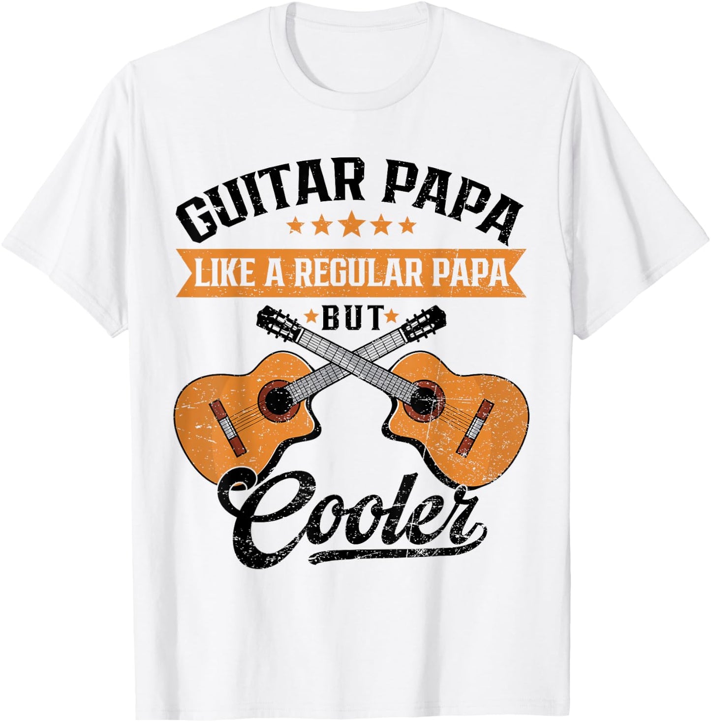 Proud Guitar Papa Like Regular But Cooler Retro Father's Day T-Shirt - T-Shirt | White