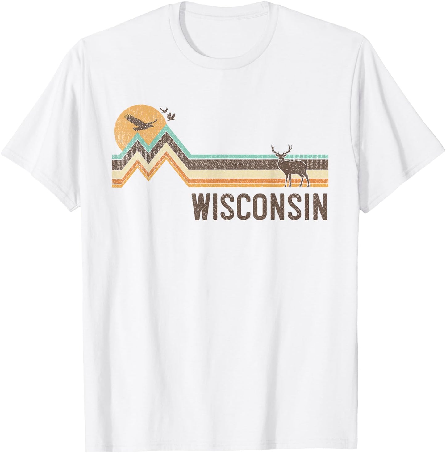 Wisconsin - Vintage Men Women 70s 80s Graphic Cool Nature T-Shirt - T-Shirt | White