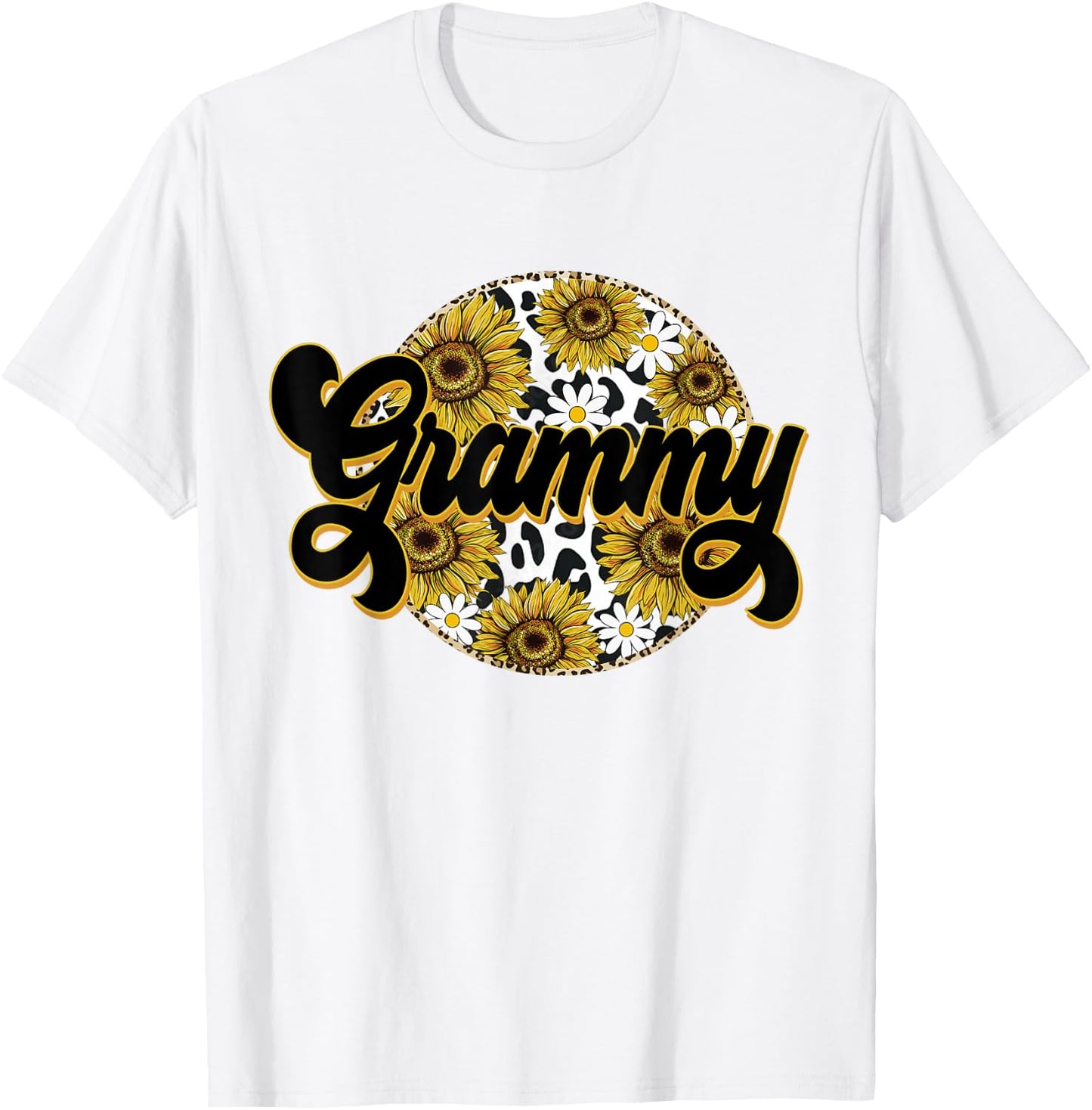 Cute Grammy Cow Print Sunflower Leapard Grandma Mother's day T-Shirt - T-Shirt | White