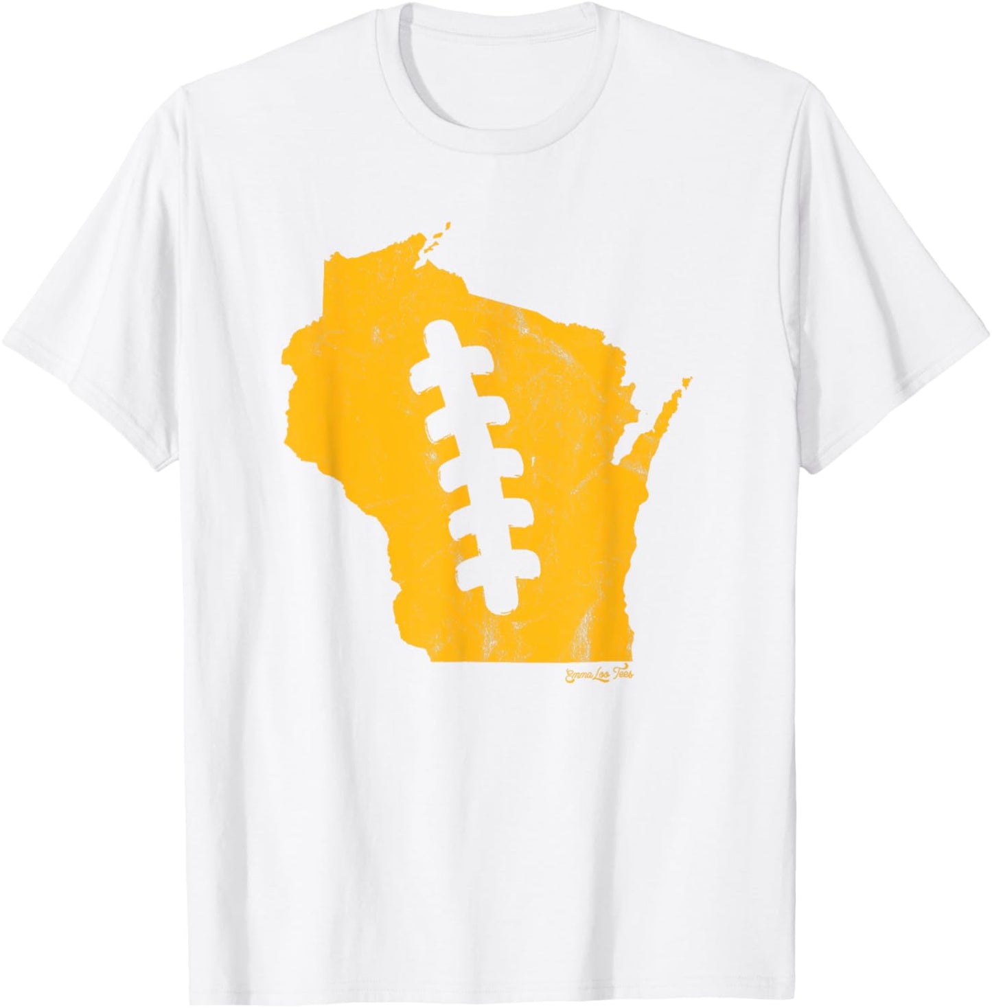 Wisconsin outline football laces Green Bay Football Shirt T-Shirt - T-Shirt | White