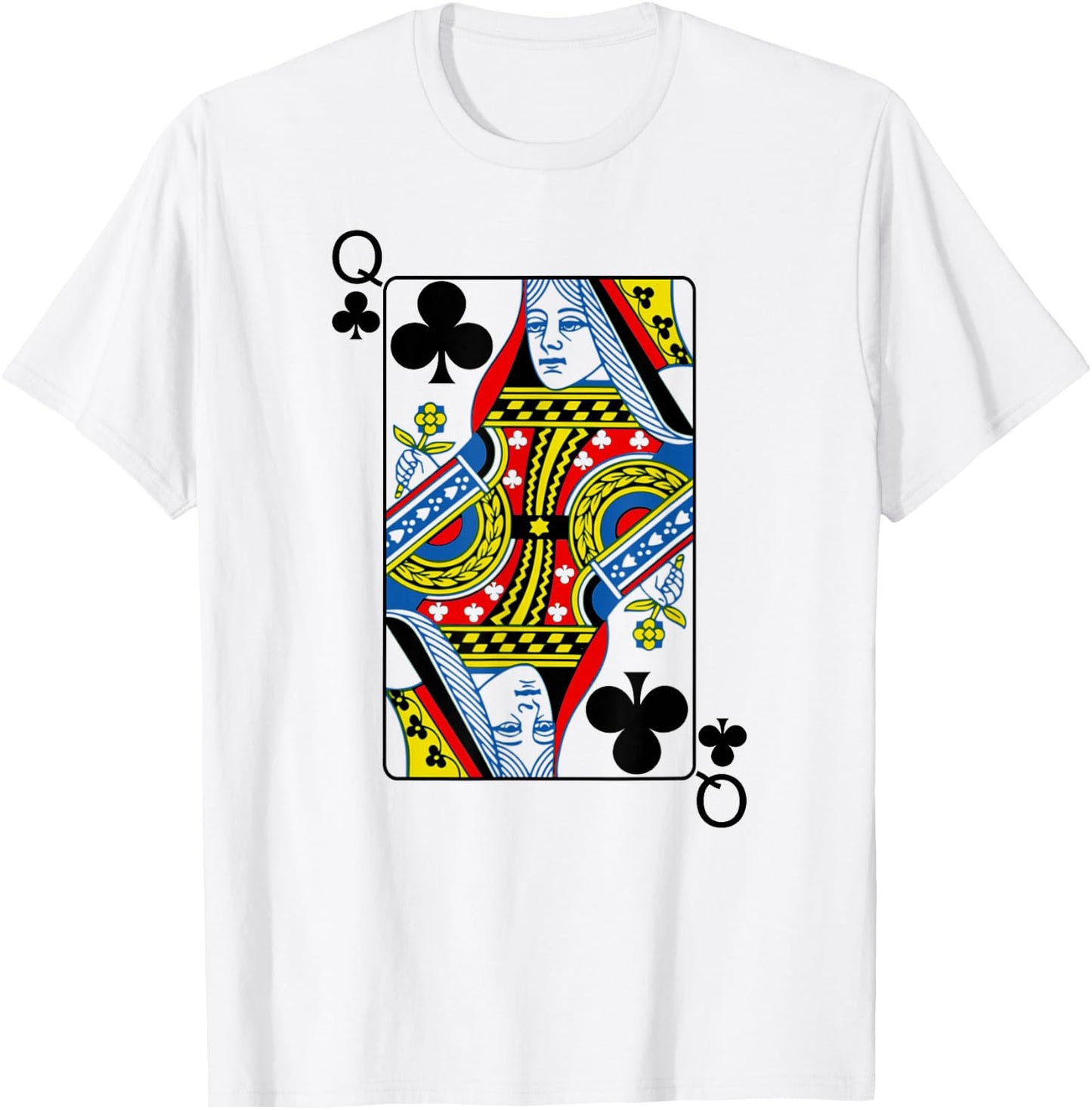 Queen Clubs Playing Cards Poker T-Shirt - T-Shirt | White