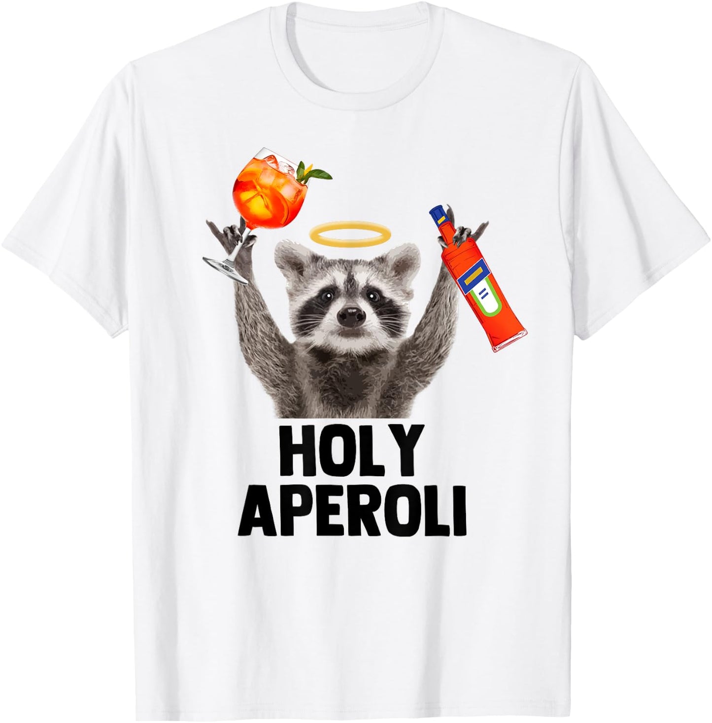 HOLY APEROLI X Raccoon Meme Racoon X Aperoly Pedro Spritz , White T-Shirt - T-Shirt | White