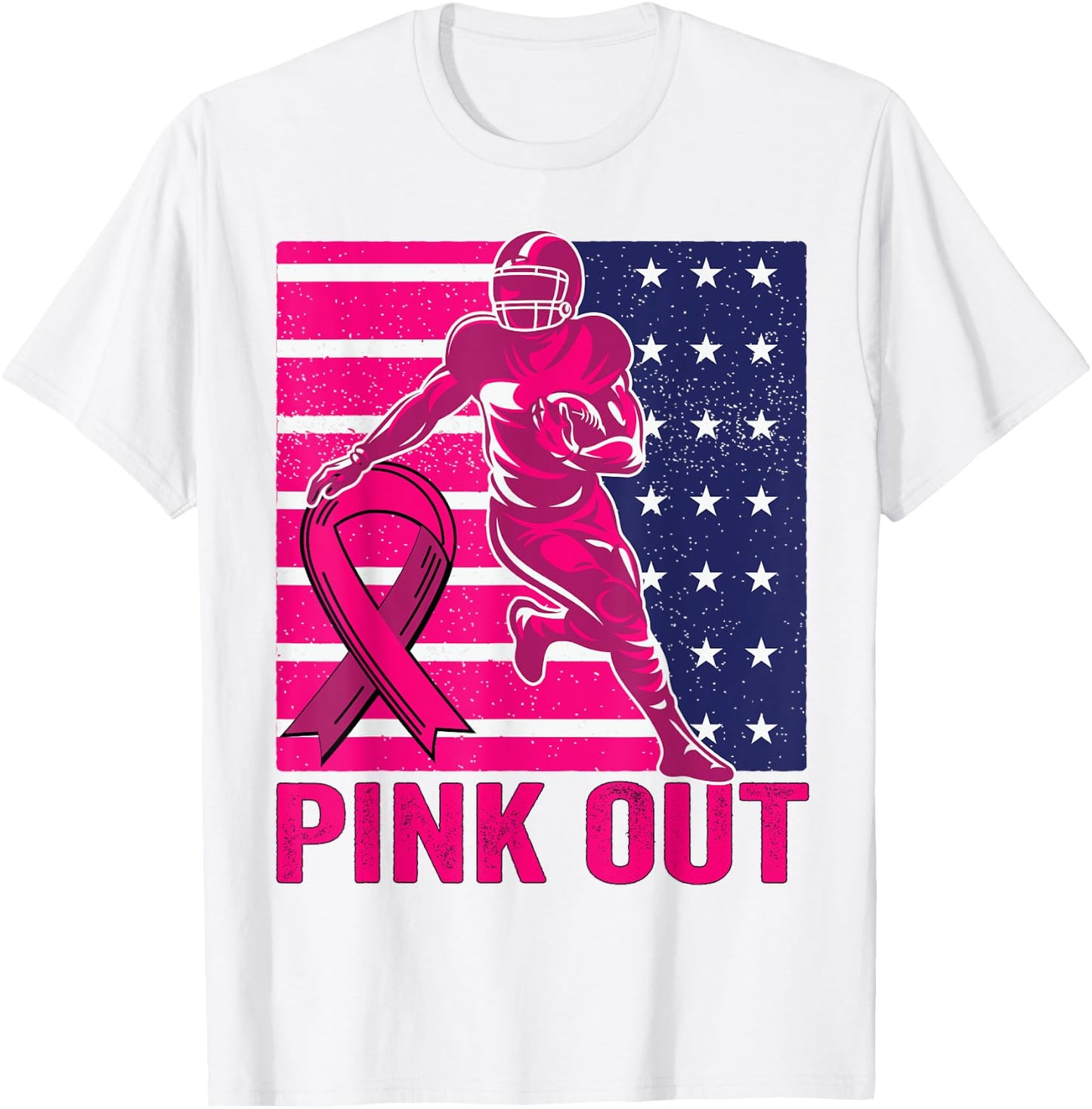 Pink Out Breast Cancer Awareness Football Breast Cancer T-Shirt - T-Shirt | White