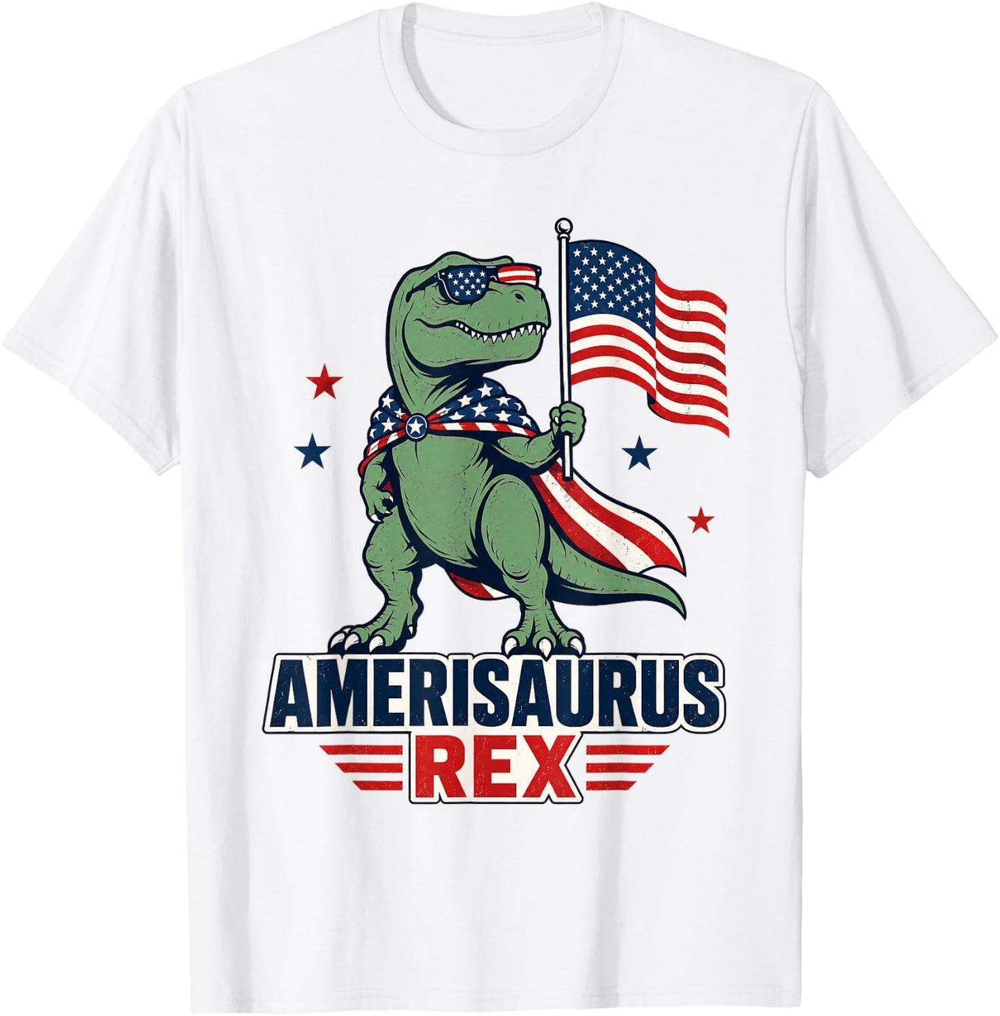 Dinosaur 4th of July T Rex Funny Amerisaurus Rex Boys Men T-Shirt - T-Shirt | White