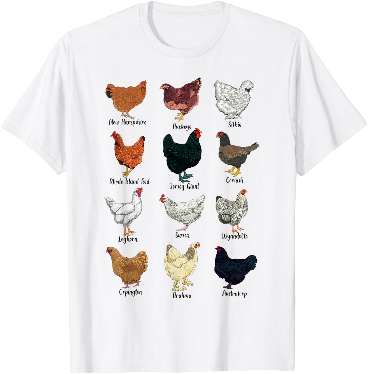 Various Chickens - Chicken Breeds , blue T-Shirt - T-Shirt | White