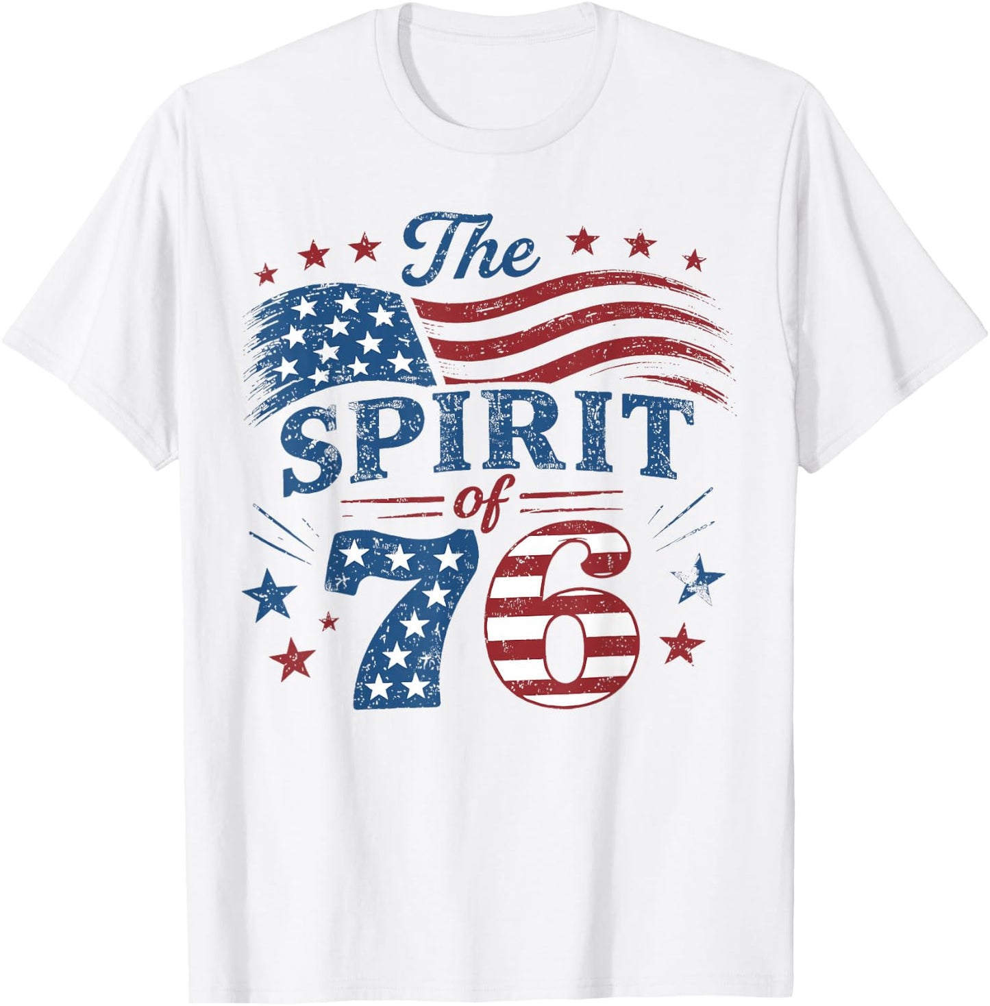 Retro The Spirit of 76 American Flag USA Fourth of July T-Shirt - T-Shirt | White