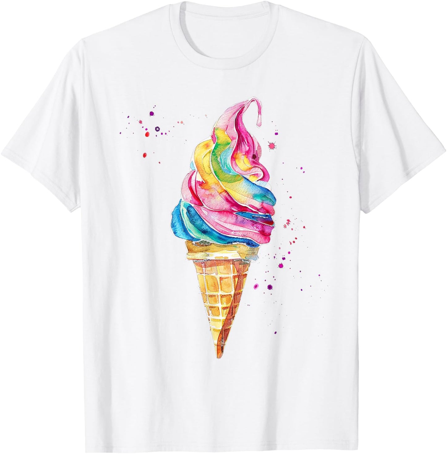 Ice Cream Watercolour , White, S T-Shirt - T-Shirt | White
