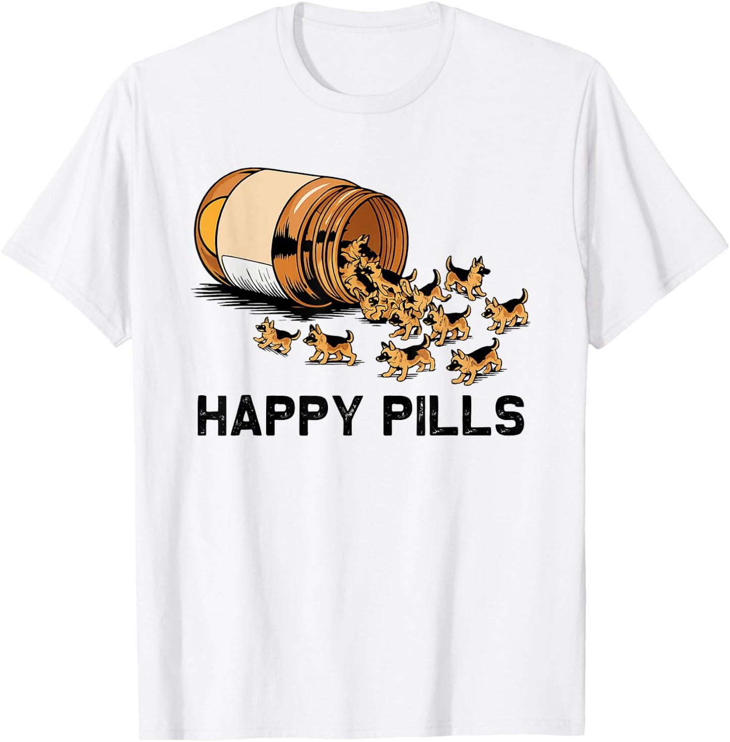 Happy Pills German Shepherd T-Shirt - T-Shirt | White