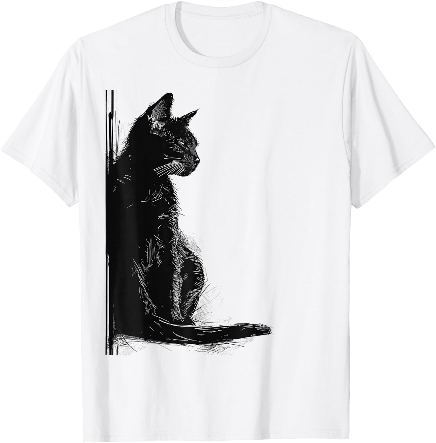 Katze Abstrakte Zeichnung Kunst Tier Illustration Grafik Katze T-Shirt - T-Shirt | White