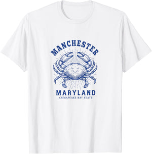 Maryland Blue Crab Coastal Manchester MD Design T-Shirt - T-Shirt | White