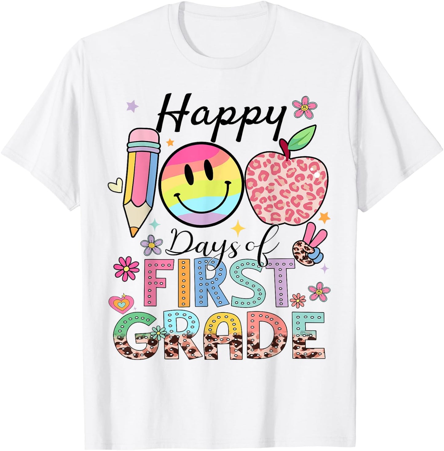 Happy 100 Days 1st Grade Kids Boys Girls 100 Days Smarter T-Shirt - T-Shirt | White