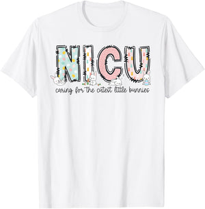 NICU Easter Neonatal Intensive Care Unit Nursing Spring T-Shirt - T-Shirt | White