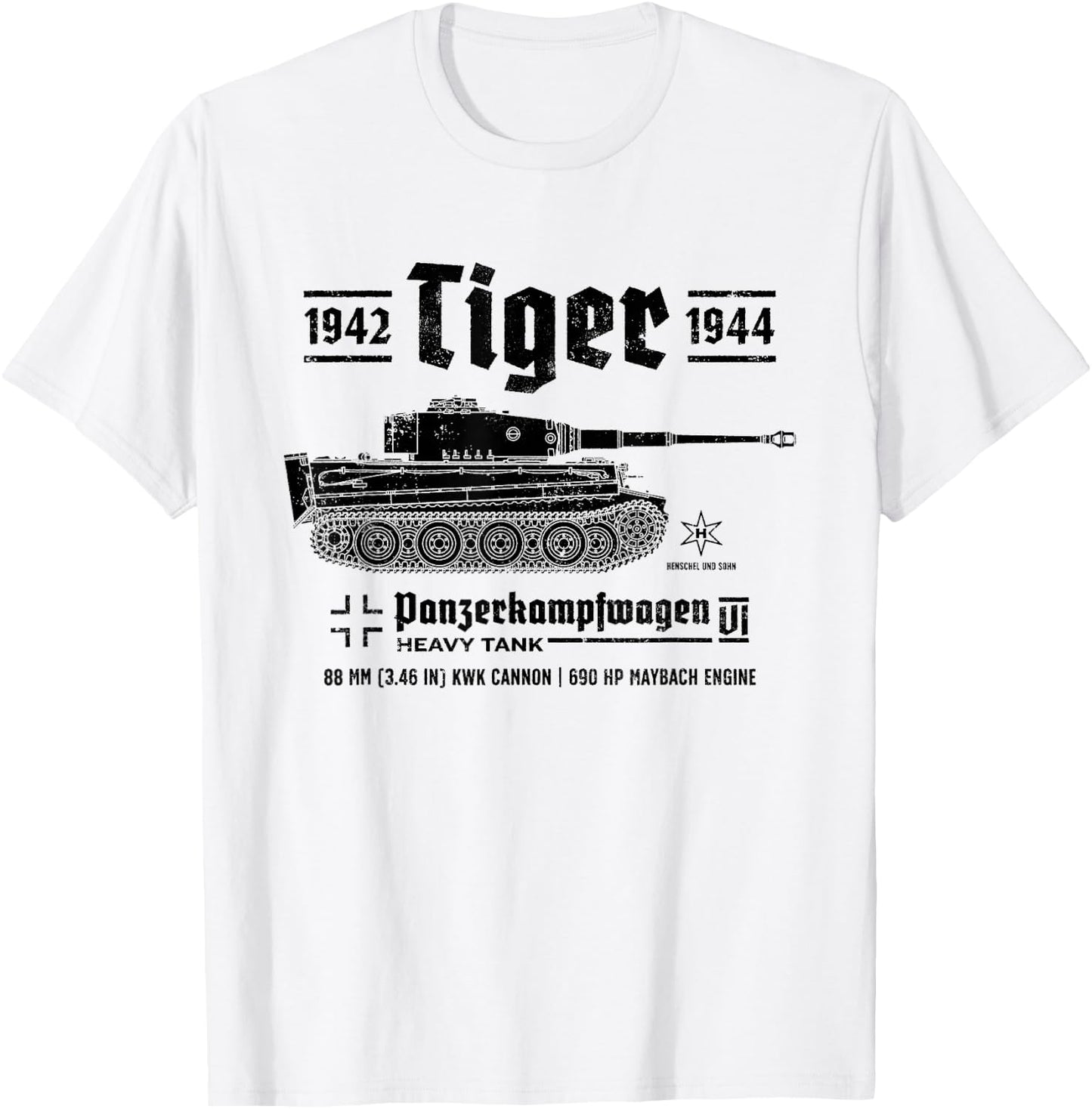 Tiger Panzer PzKpfw VI Second World War Vintage T-Shirt - T-Shirt | White