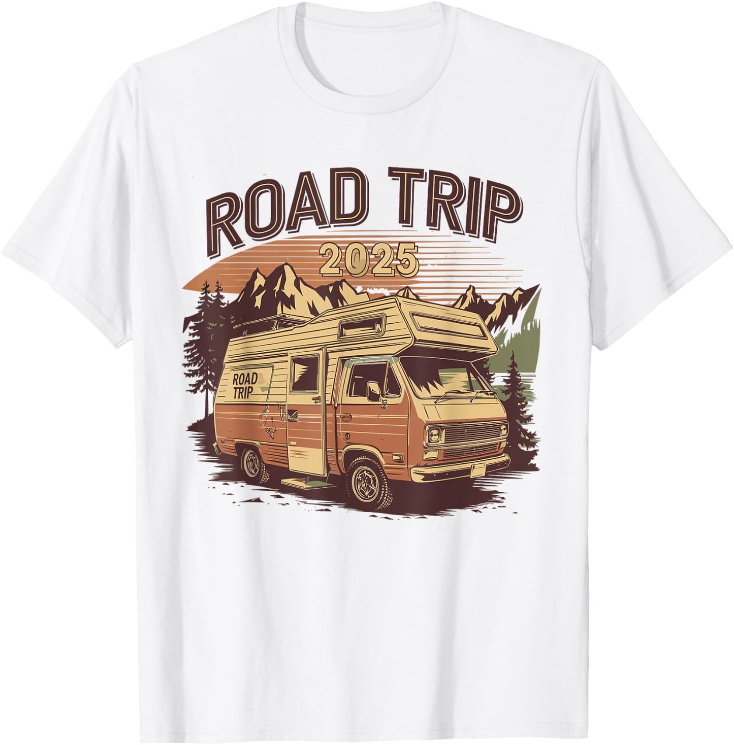 Gift Road Trip 2025 In Camper or Van Retro Vintage Family , white, S T-Shirt - T-Shirt | White