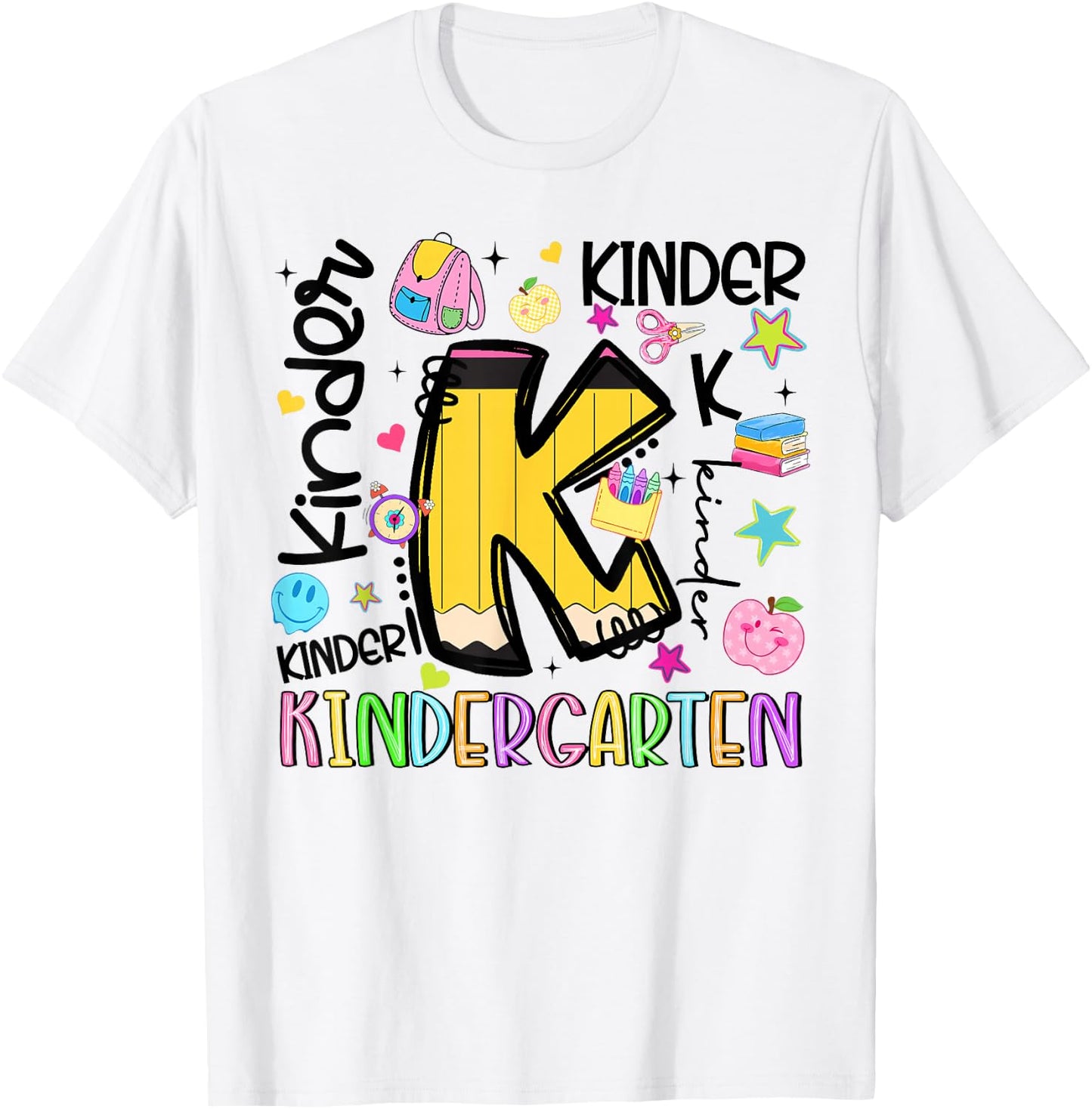 Back to School Kindergarten Pencil Boy Girl Teacher Kids T-Shirt - T-Shirt | White
